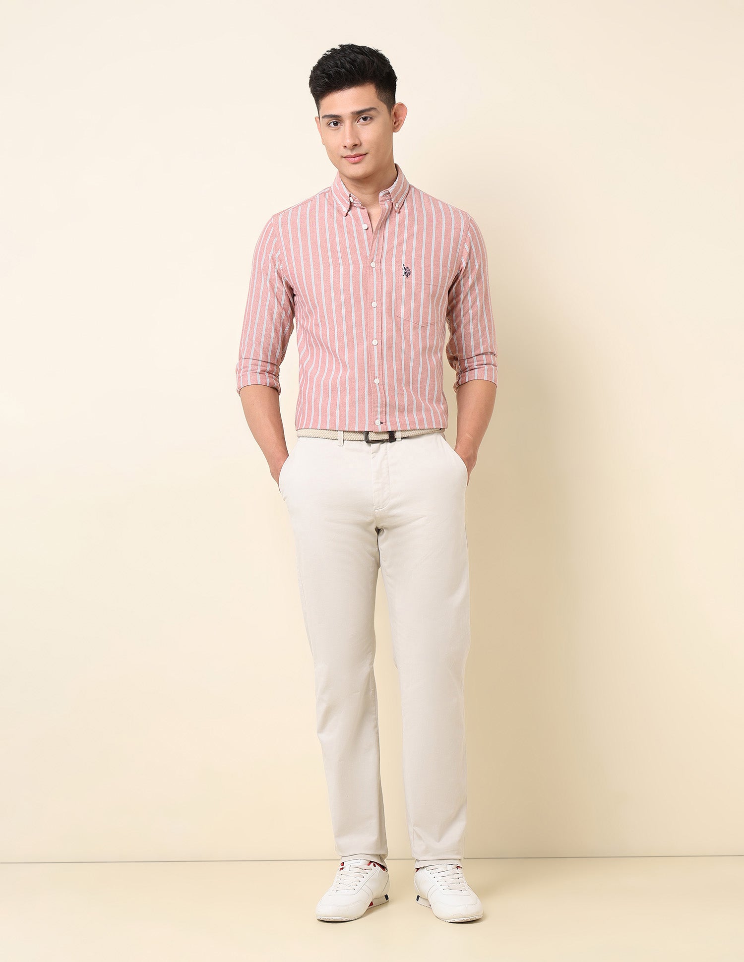 Vertical Striped Oxford Button-Down Shirt Rust - U.S. Polo Assn. India | Large