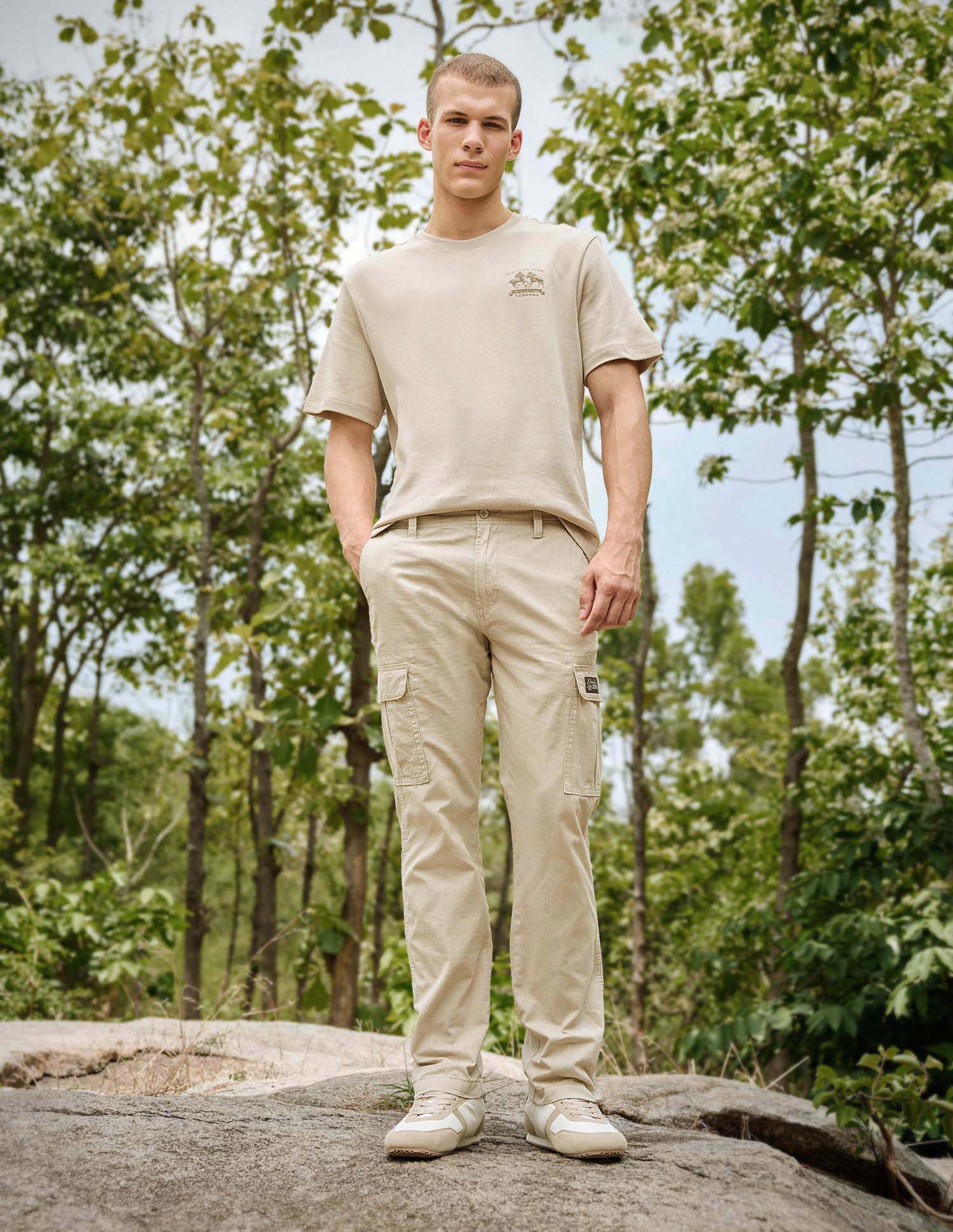 Straight Fit Cargo Trousers Stone - U.S. Polo Assn. India | Large
