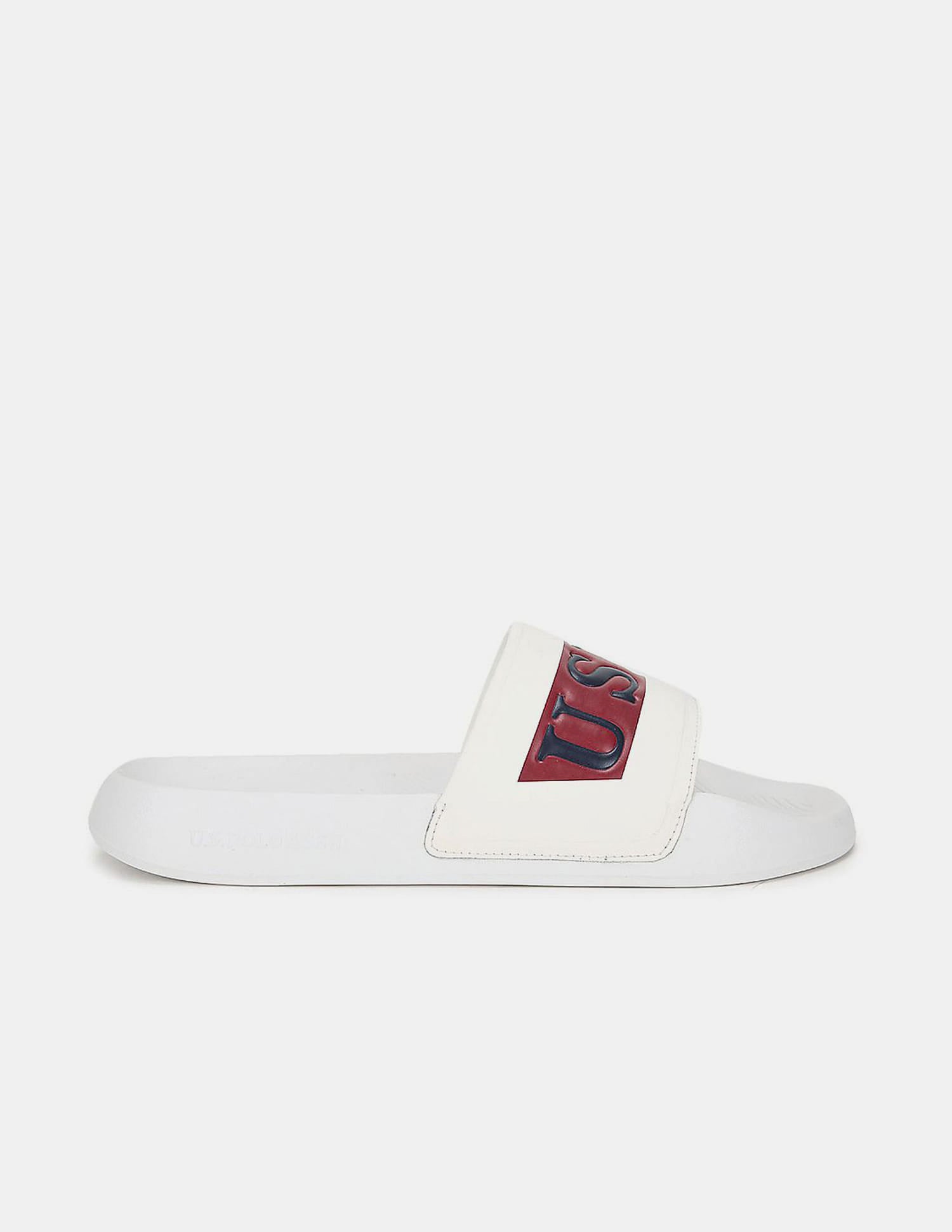 Men Ceder 2.0 Brand Embossed Sliders White - U.S. Polo Assn. India | Large