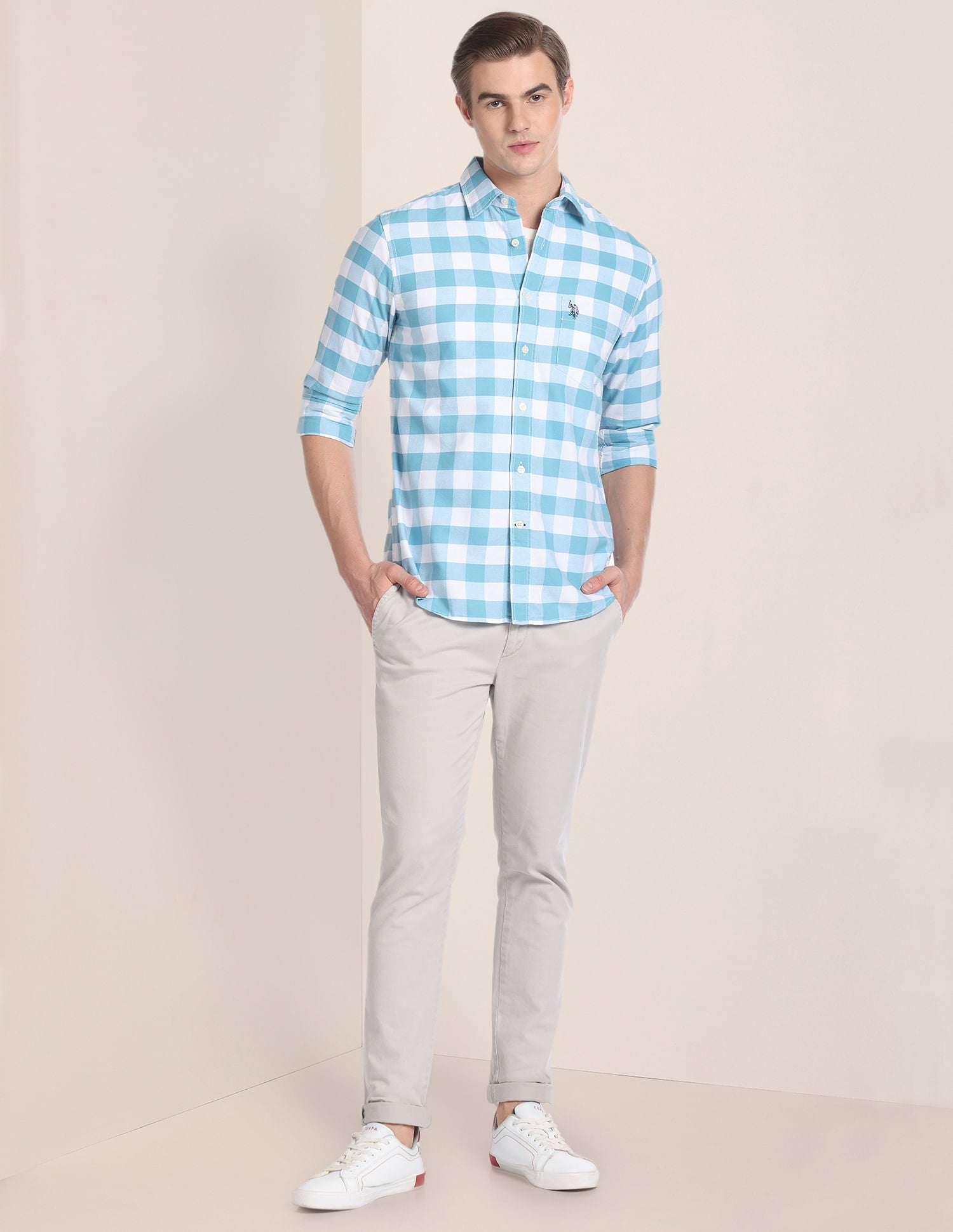 Buffalo Check Cotton Shirt Blue - U.S. POLO ASSN. | Large