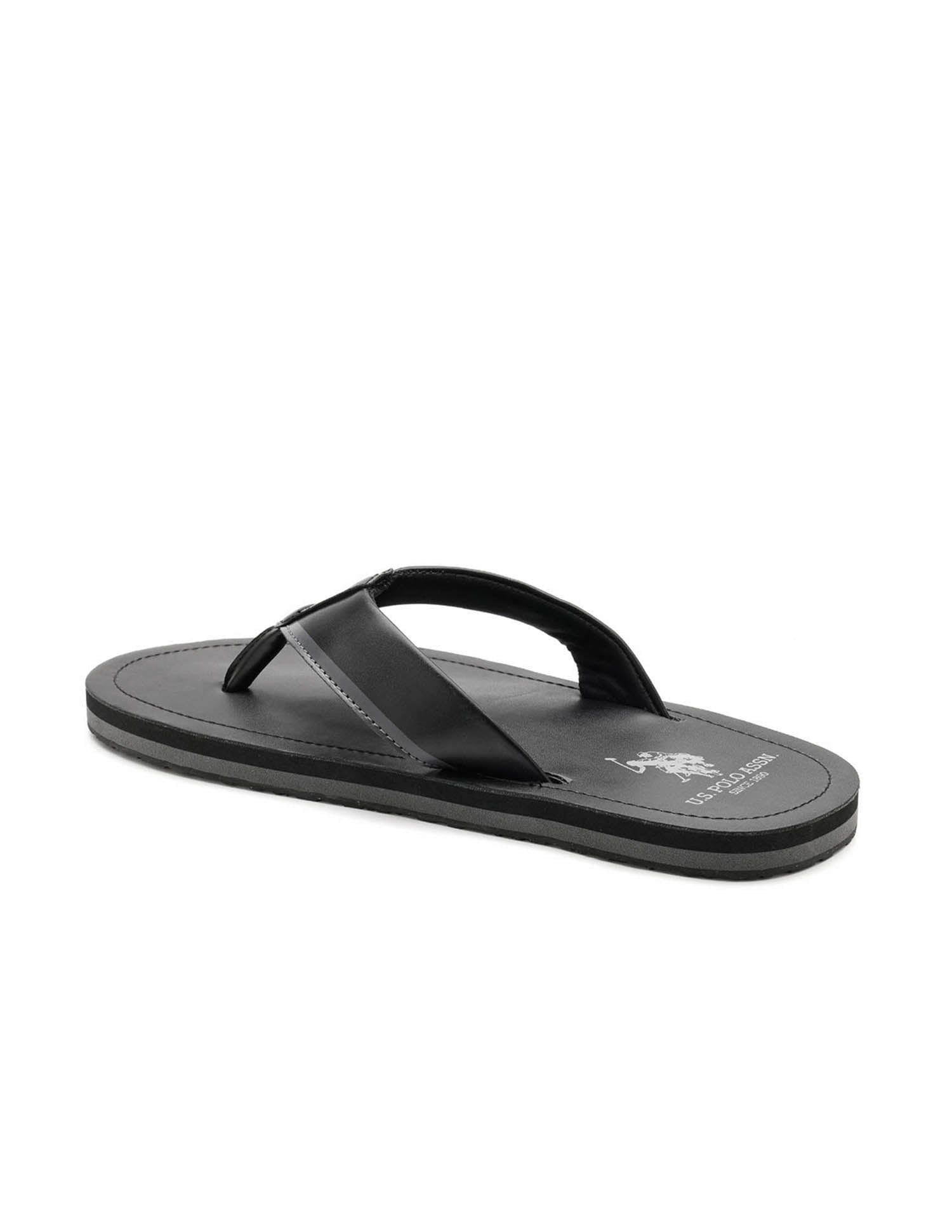 Men Musa Solid Flip Flops Black - U.S. Polo Assn. India | Large