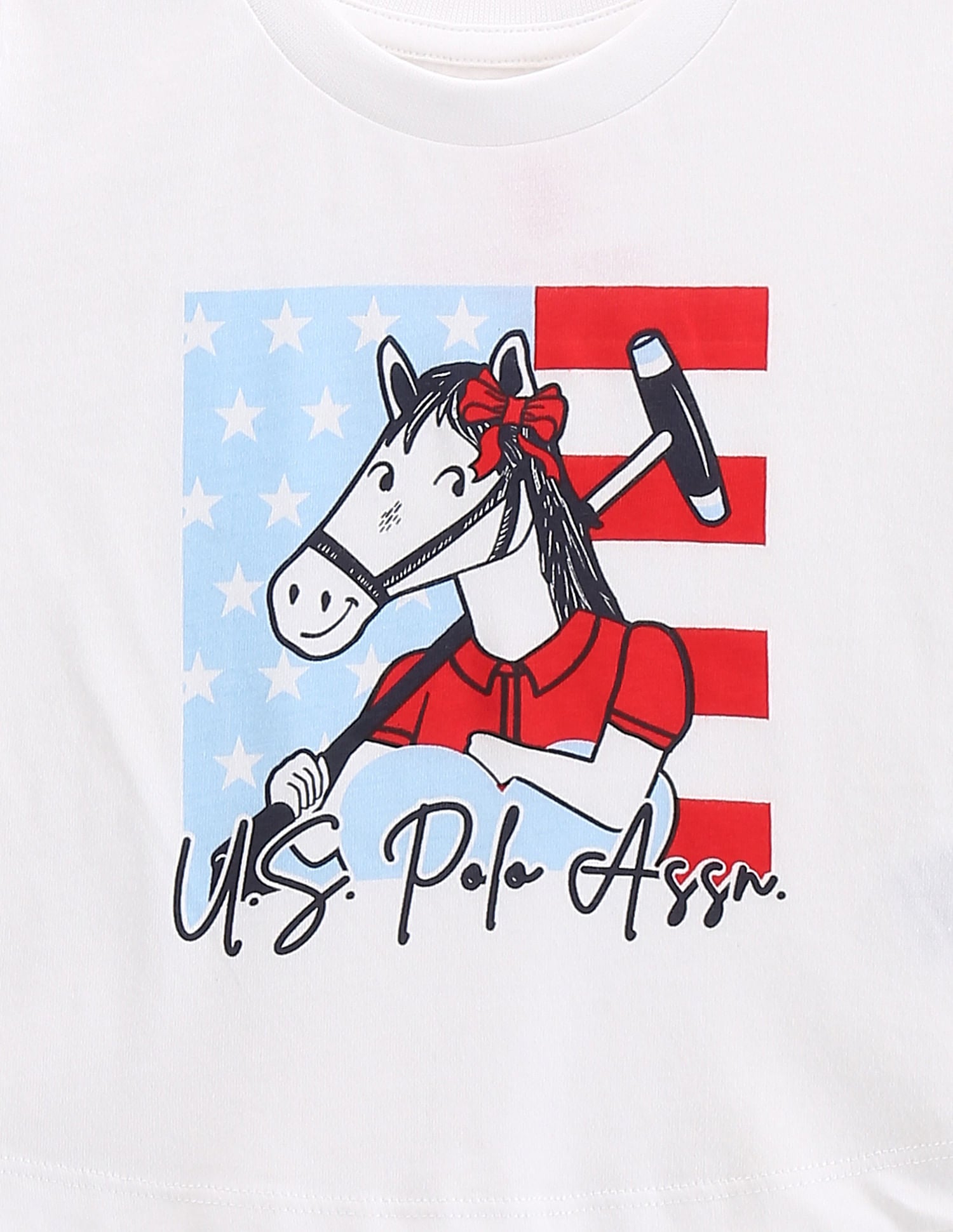 Girls Brand Print Cotton T-Shirt White - U.S. Polo Assn. India | Large