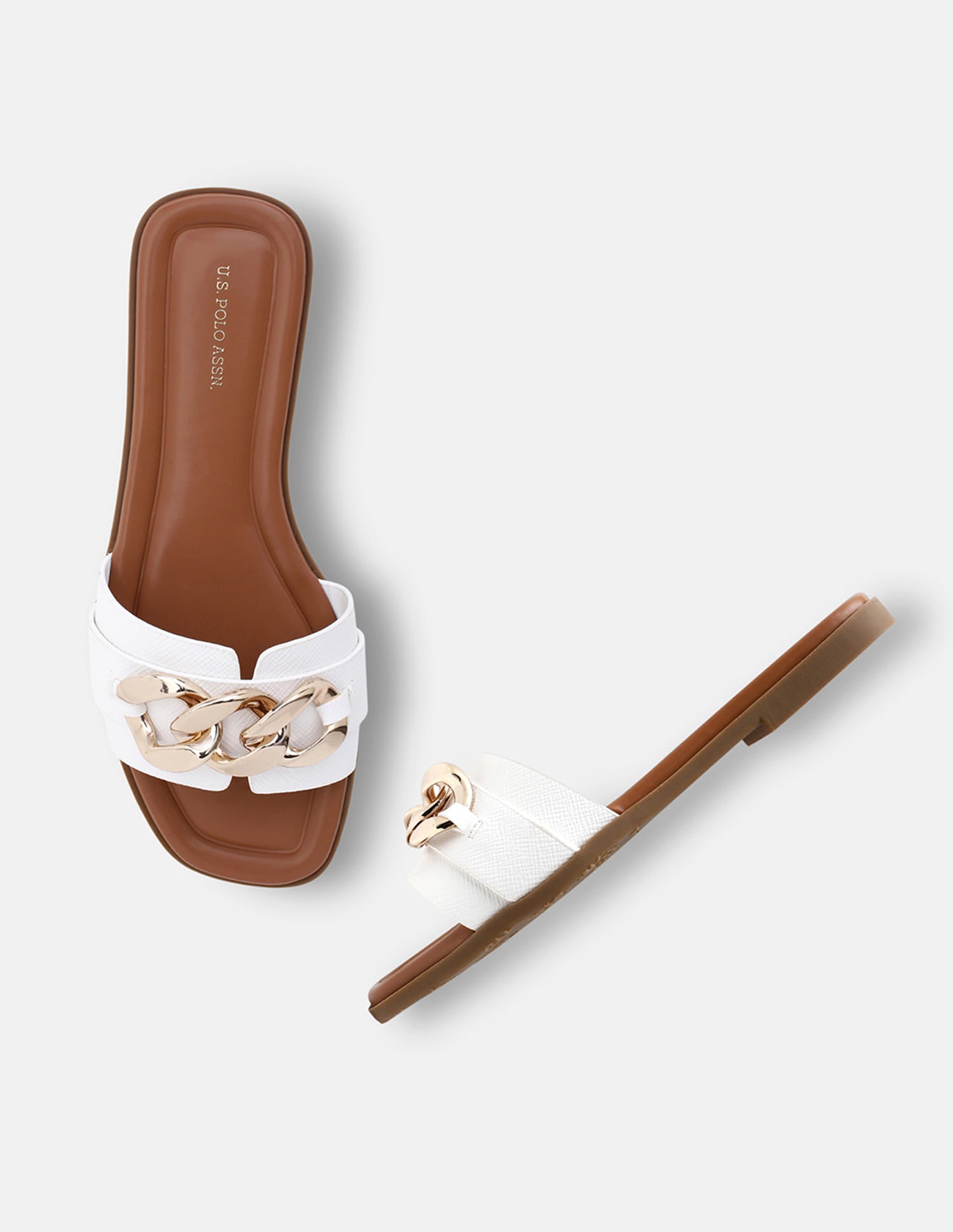 Brevan Open Toe Gold Hardware Sandals Off White - U.S. Polo Assn. India | Large