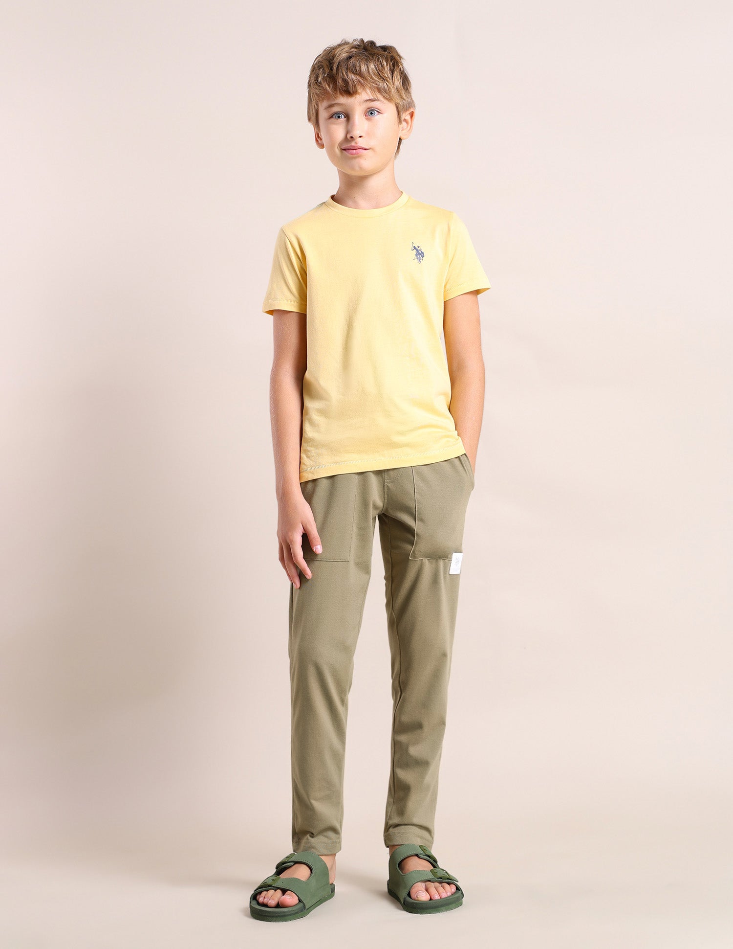 Boys Solid Mid-Rise Track Pants Brown - U.S. POLO ASSN. | Large
