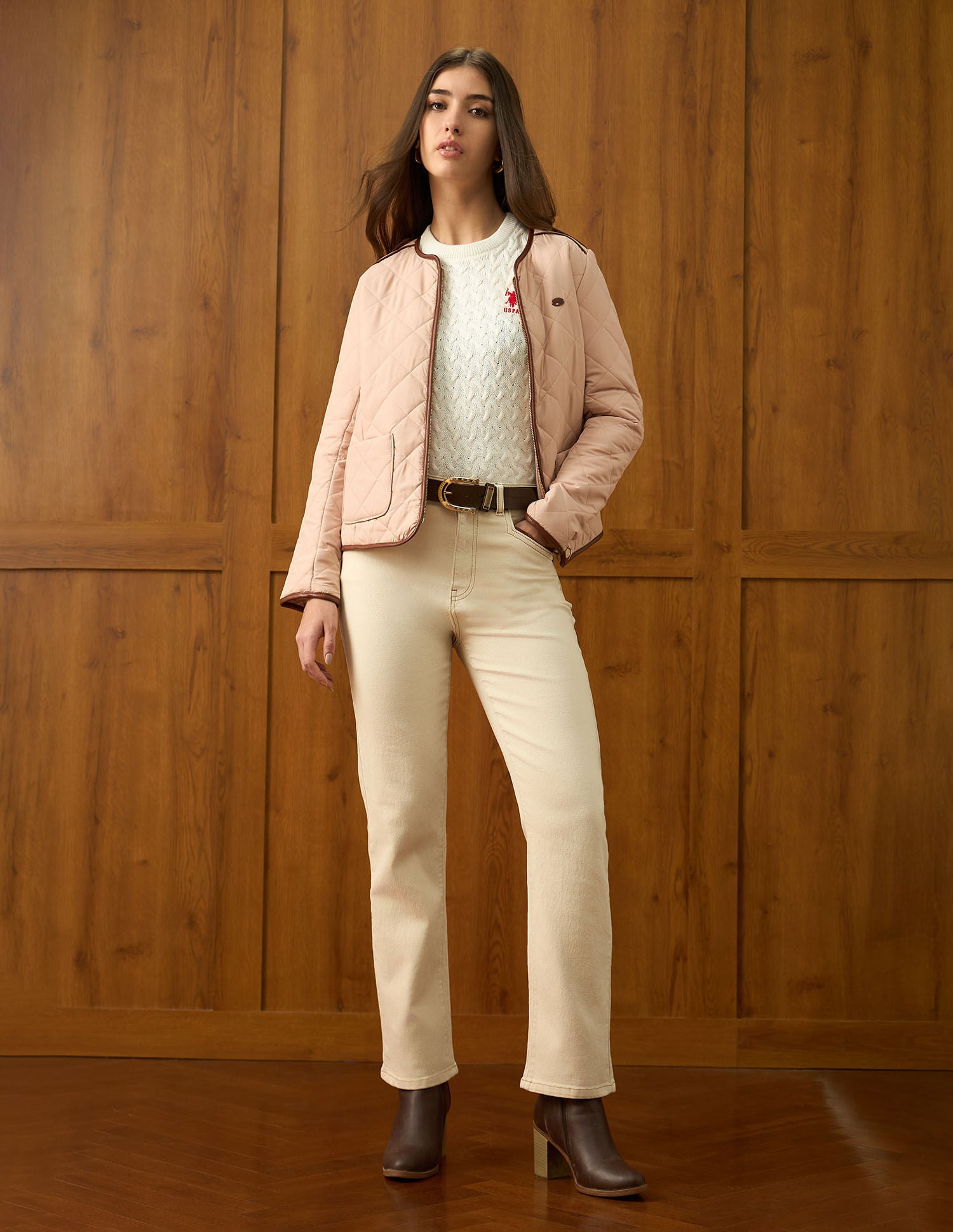 High Rise Straight Fit Jeans Ecru - U.S. POLO ASSN. | Large