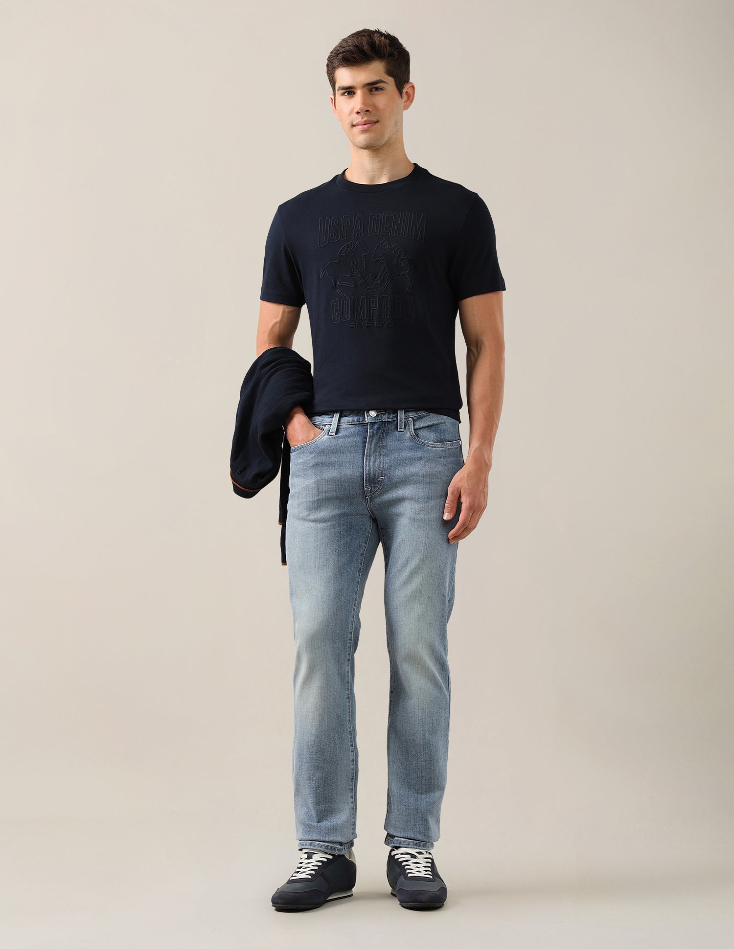 Harold Slim Straight Fit Blue Jeans Light Blue - U.S. Polo Assn. India | Large