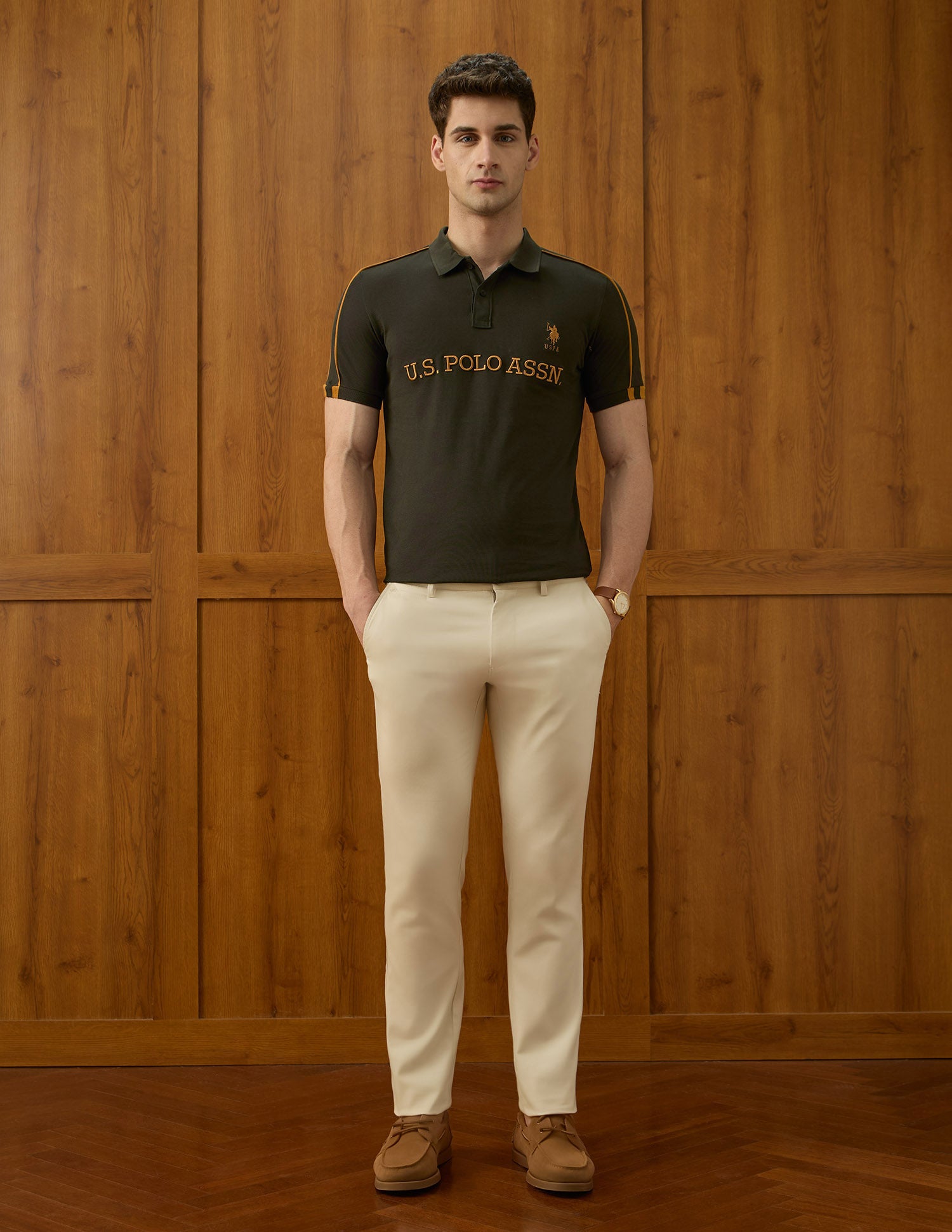 Brand Embroidered Equestrian Aisle Theater Polo Shirt Olive - U.S. POLO ASSN. | Large