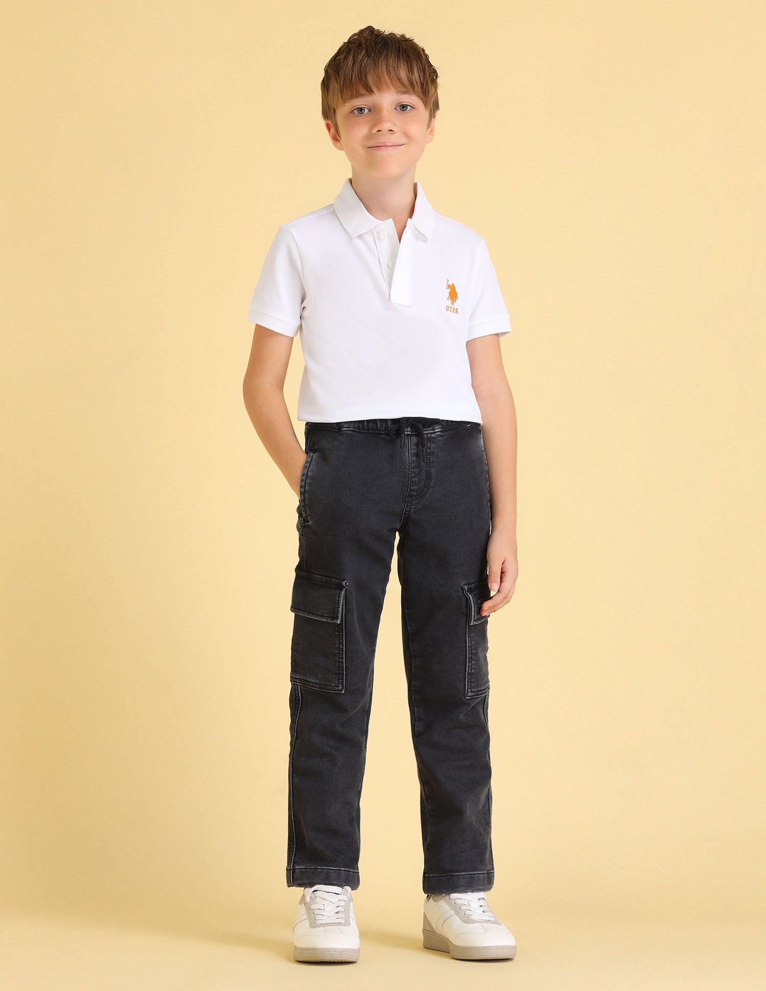 Boys Regular Fit Cargo Jeans Charcoal - U.S. POLO ASSN. | Large