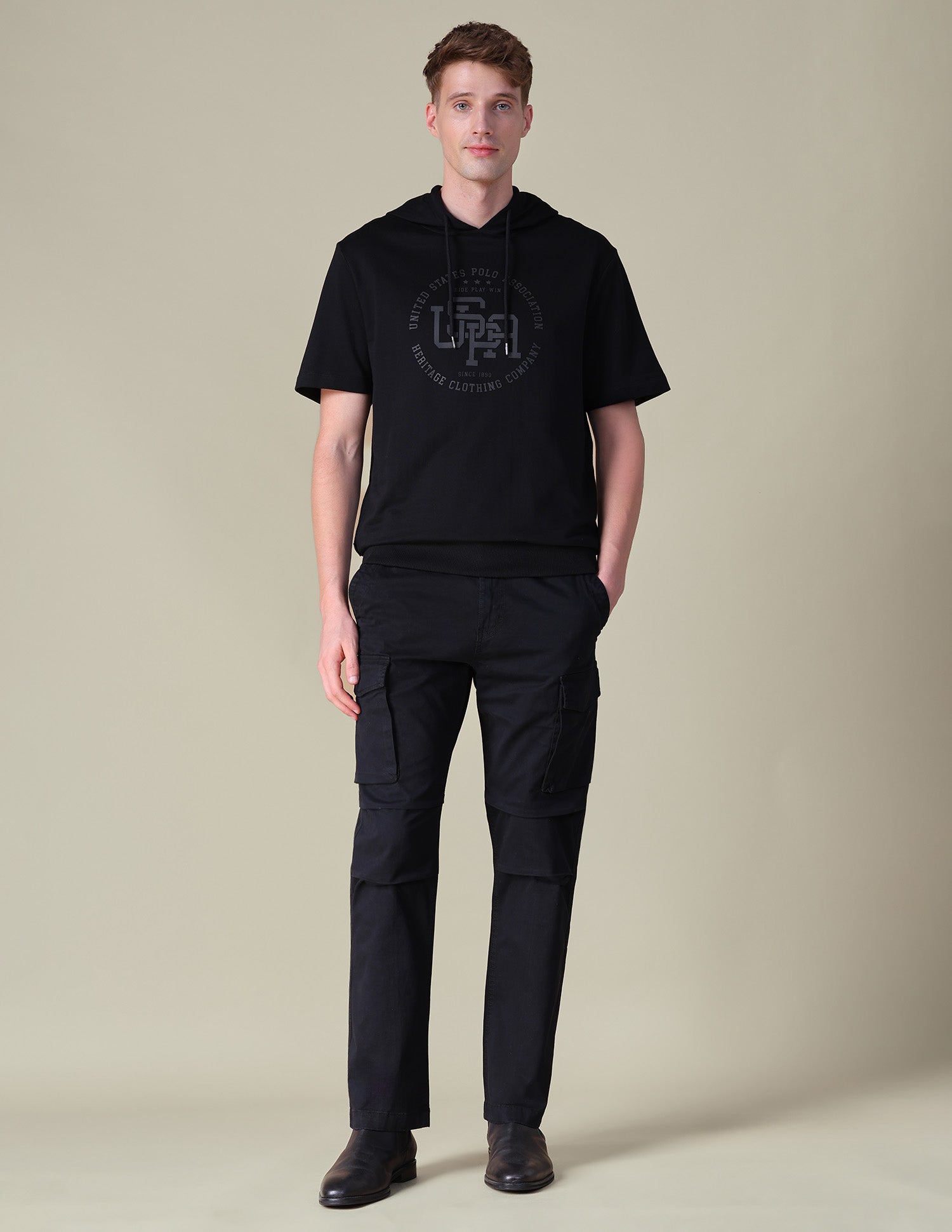 Hooded Relaxed Fit T-Shirt Black - U.S. POLO ASSN. | Large