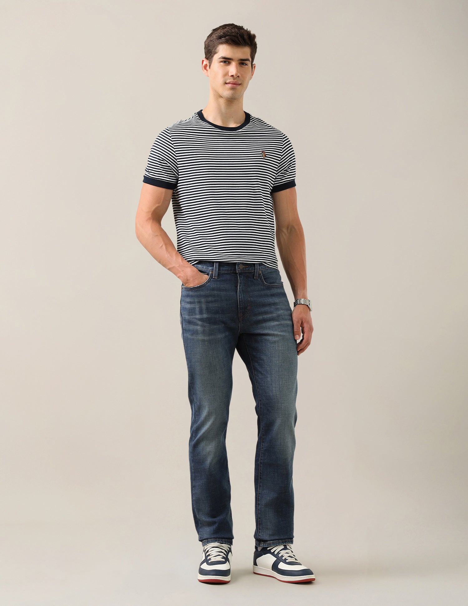Harold Slim Straight Fit Blue Jeans Blue - U.S. Polo Assn. India | Large