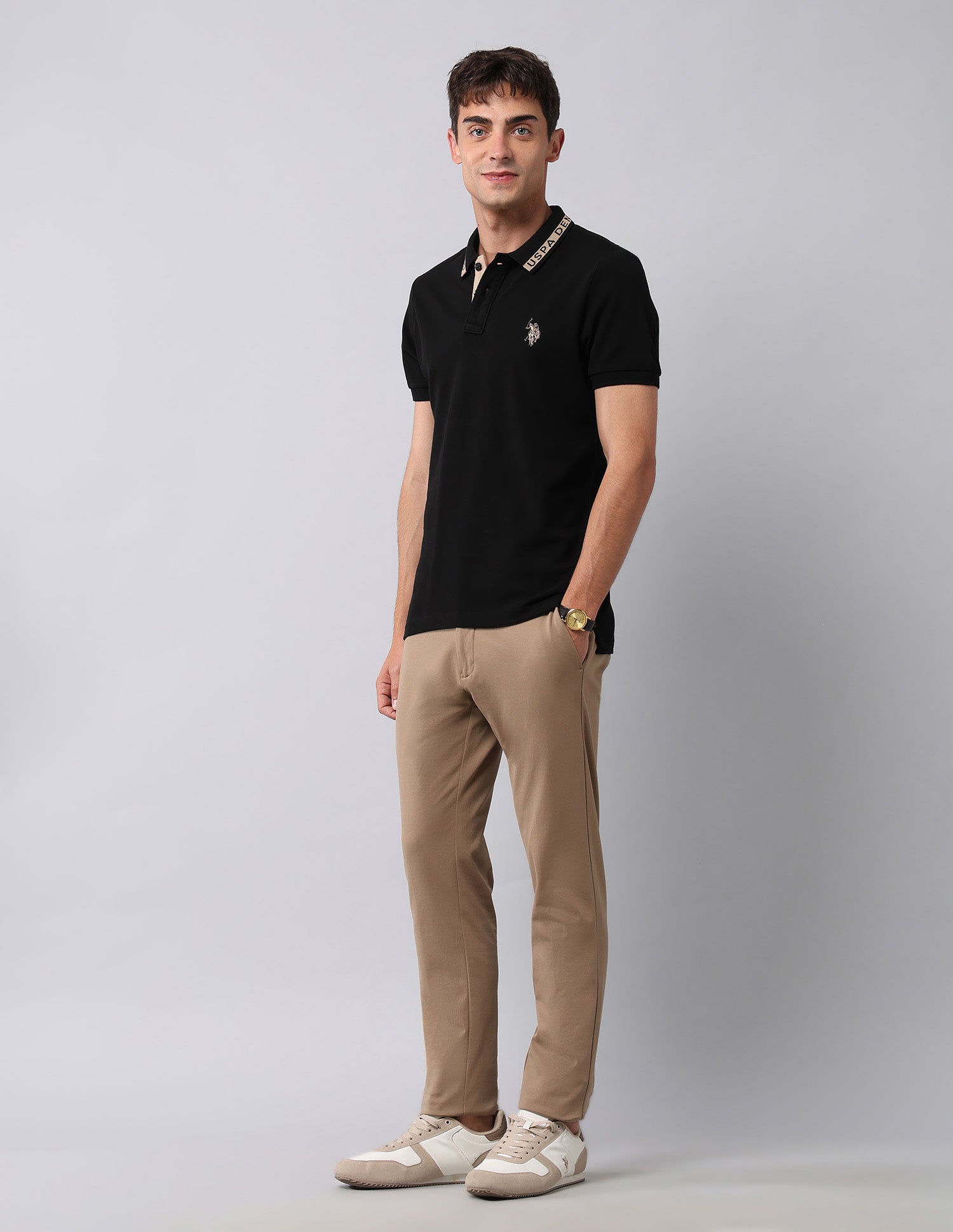 Muscle Fit Pure Cotton Polo Shirt Black - U.S. Polo Assn. India | Large