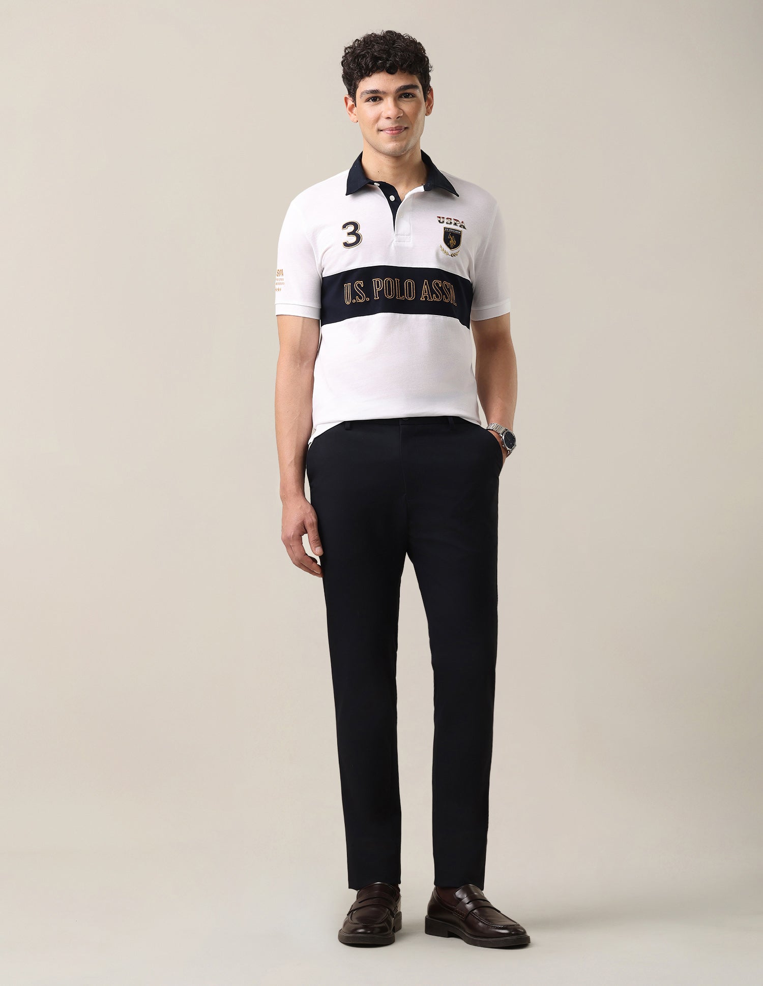 Brand Embroidered Slim Fit Polo Shirt White - U.S. Polo Assn. India | Large