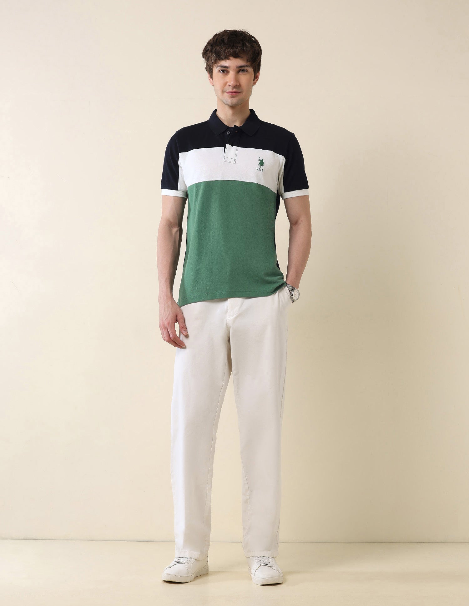 Colourblocked Classic Polo Shirt Green - U.S. Polo Assn. India | Large
