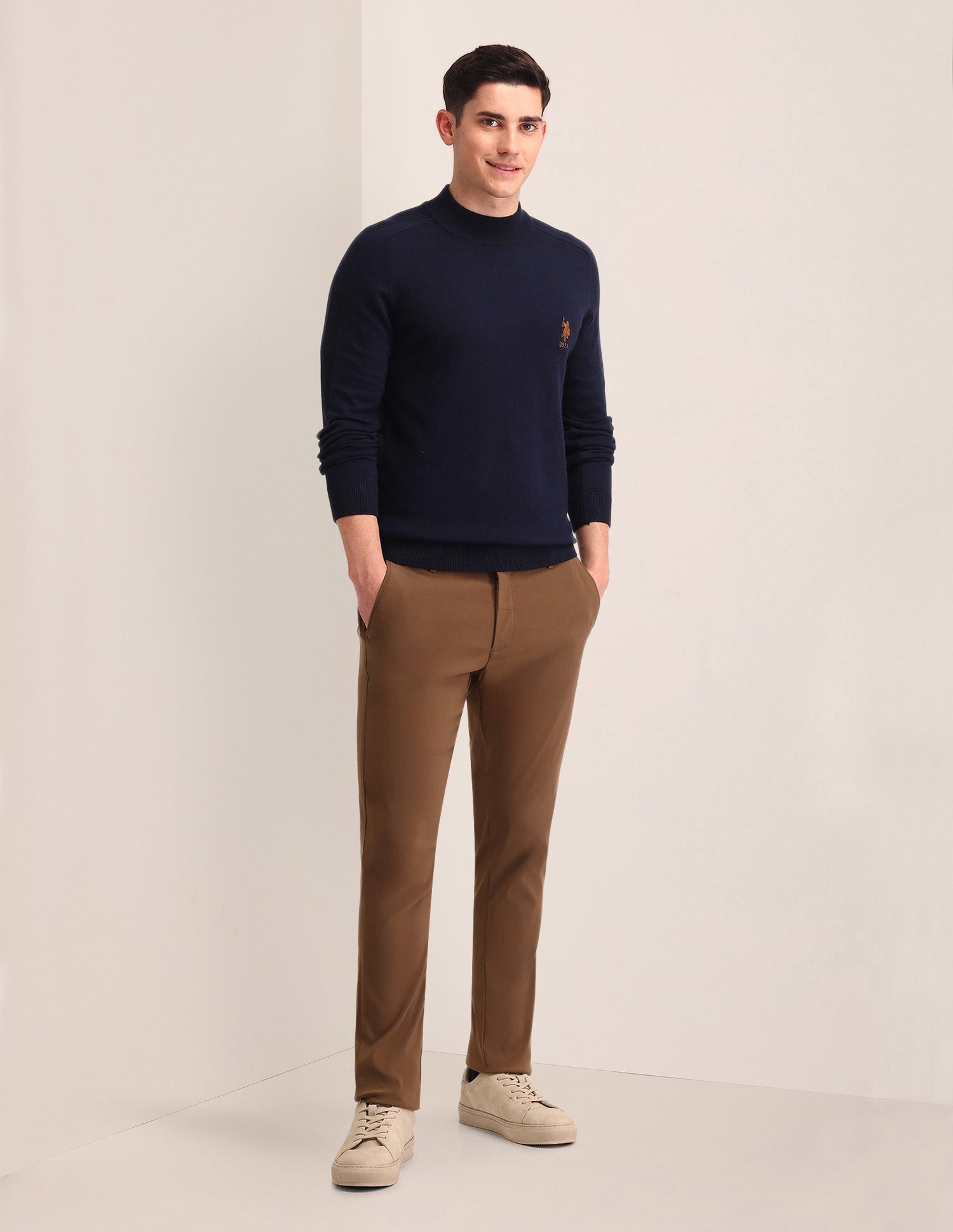 Textured Regular Fit Sweater Blue - U.S. Polo Assn. India | Large