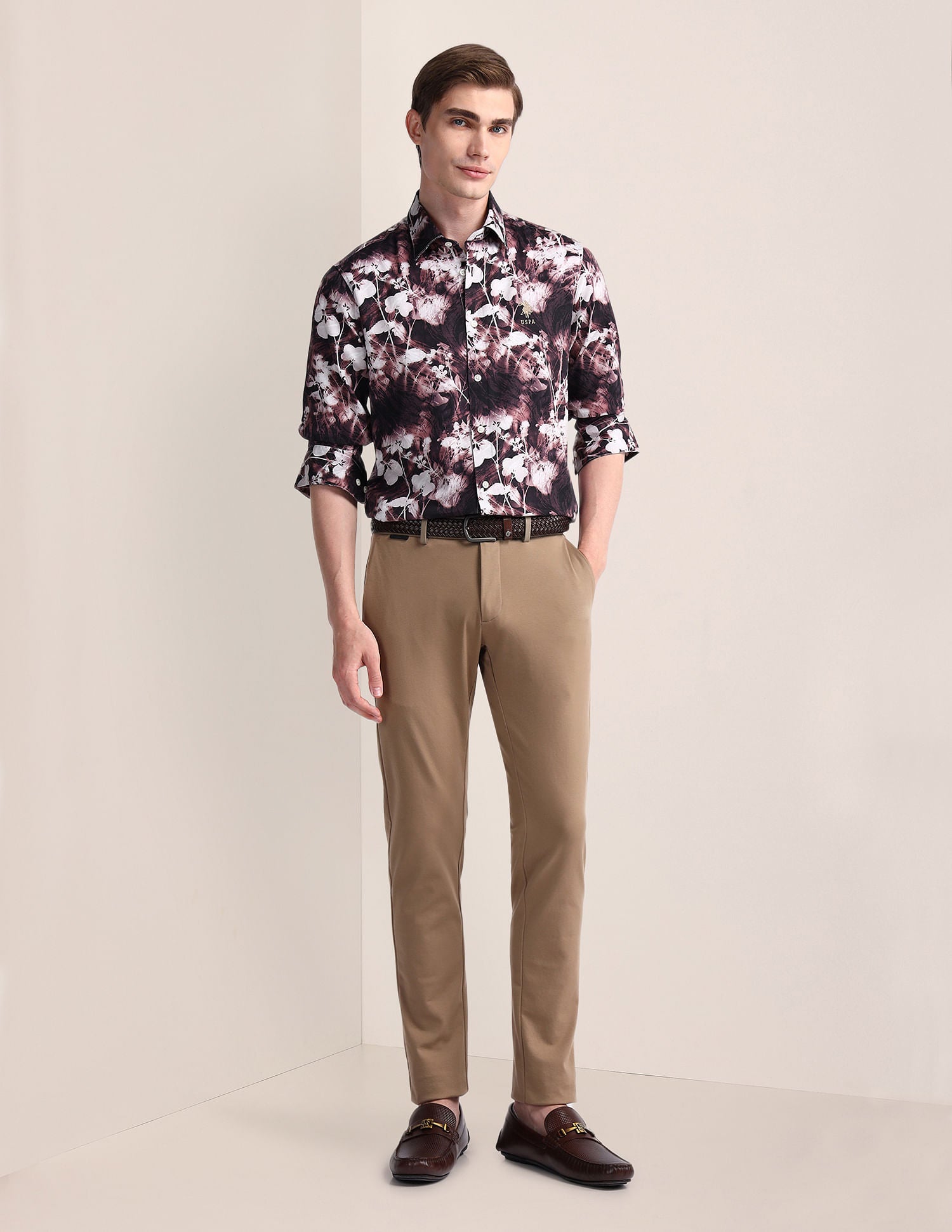 Tailored Fit Floral Print Shirt Red - U.S. Polo Assn. India | Large