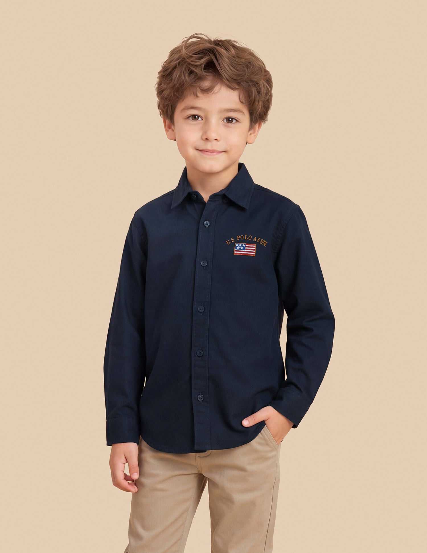 Solid Regular Fit Shirt Navy - U.S. Polo Assn. India | Large