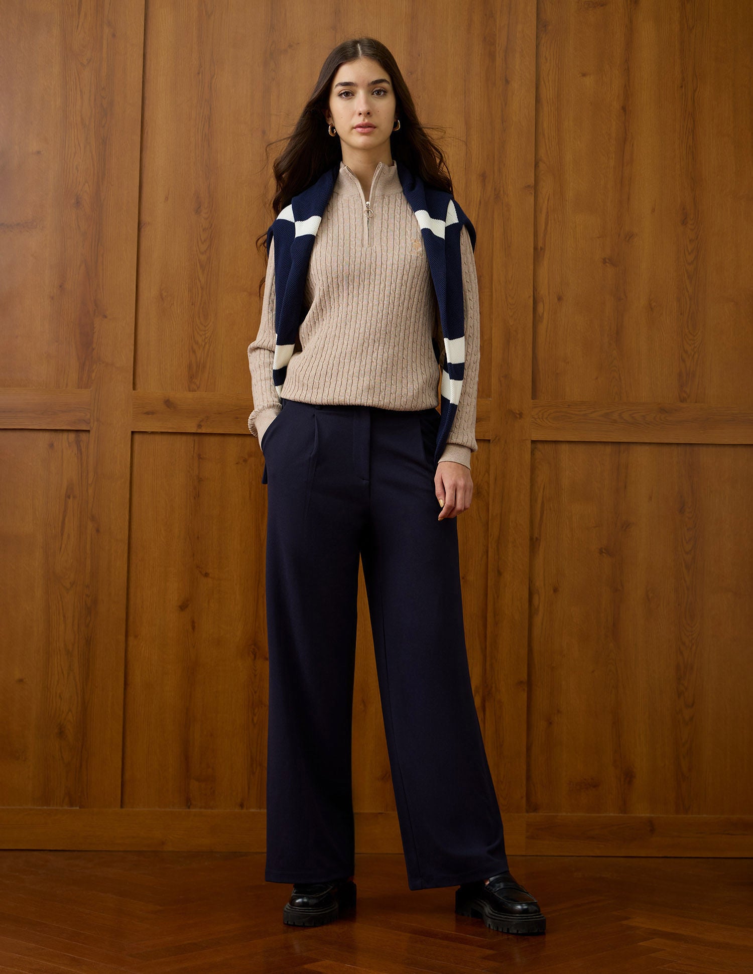 Cable Knit Regular Fit Sweater White - U.S. POLO ASSN. | Large