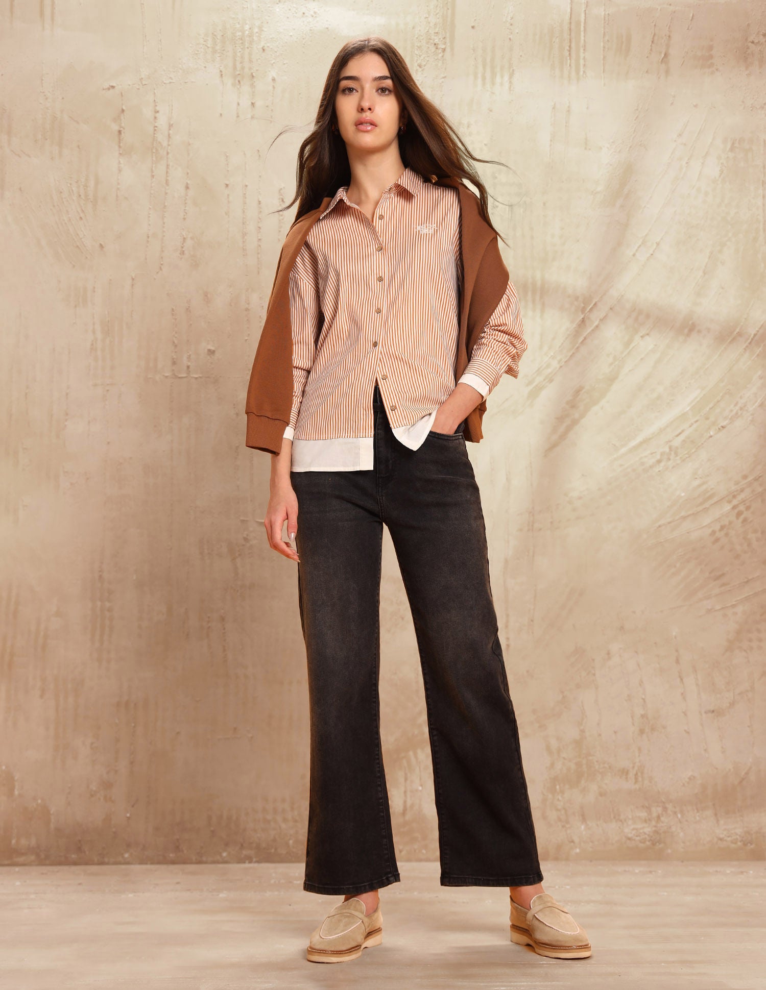 Vertical Striped Regular Fit Shirt Rust - U.S. POLO ASSN. | Large