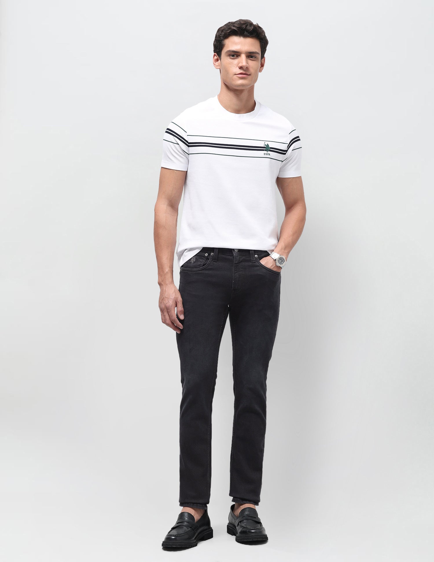 Regallo Skinny Fit Black Jeans Black - U.S. Polo Assn. India | Large