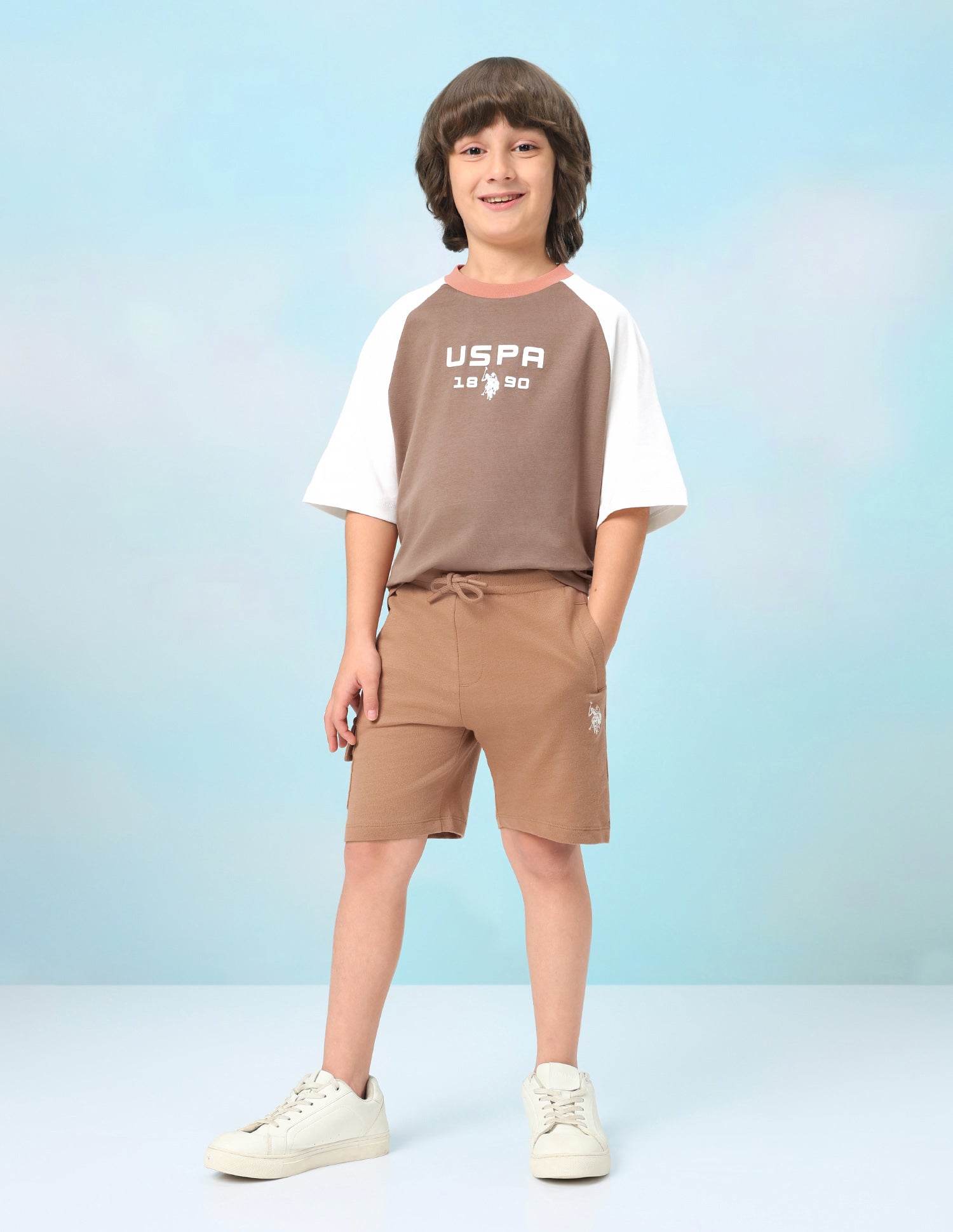 Colour Blocked Oversized Fit T-Shirt Light Brown - U.S. Polo Assn. India | Large