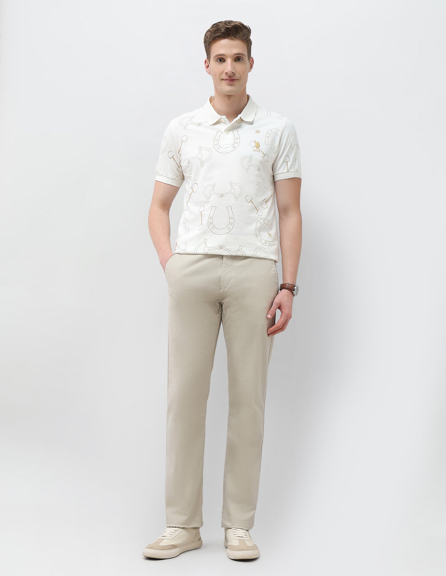 Graphic Motel On The Coast Polo Shirt Ivory - U.S. Polo Assn. India | Large