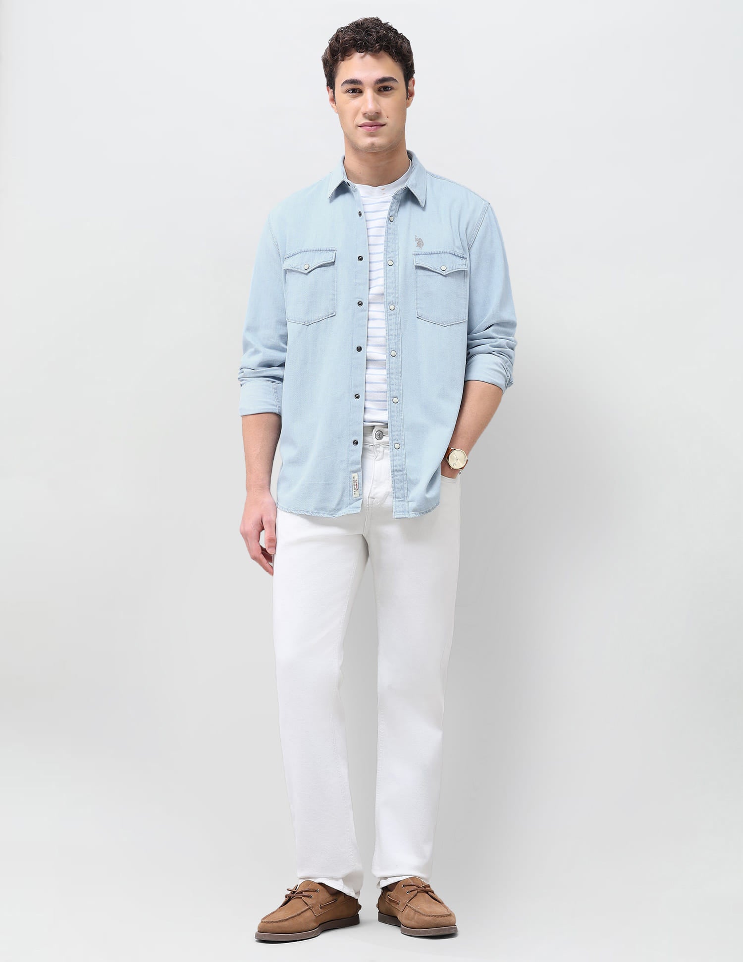 Solid Regular Fit Shirt Blue - U.S. Polo Assn. India | Large