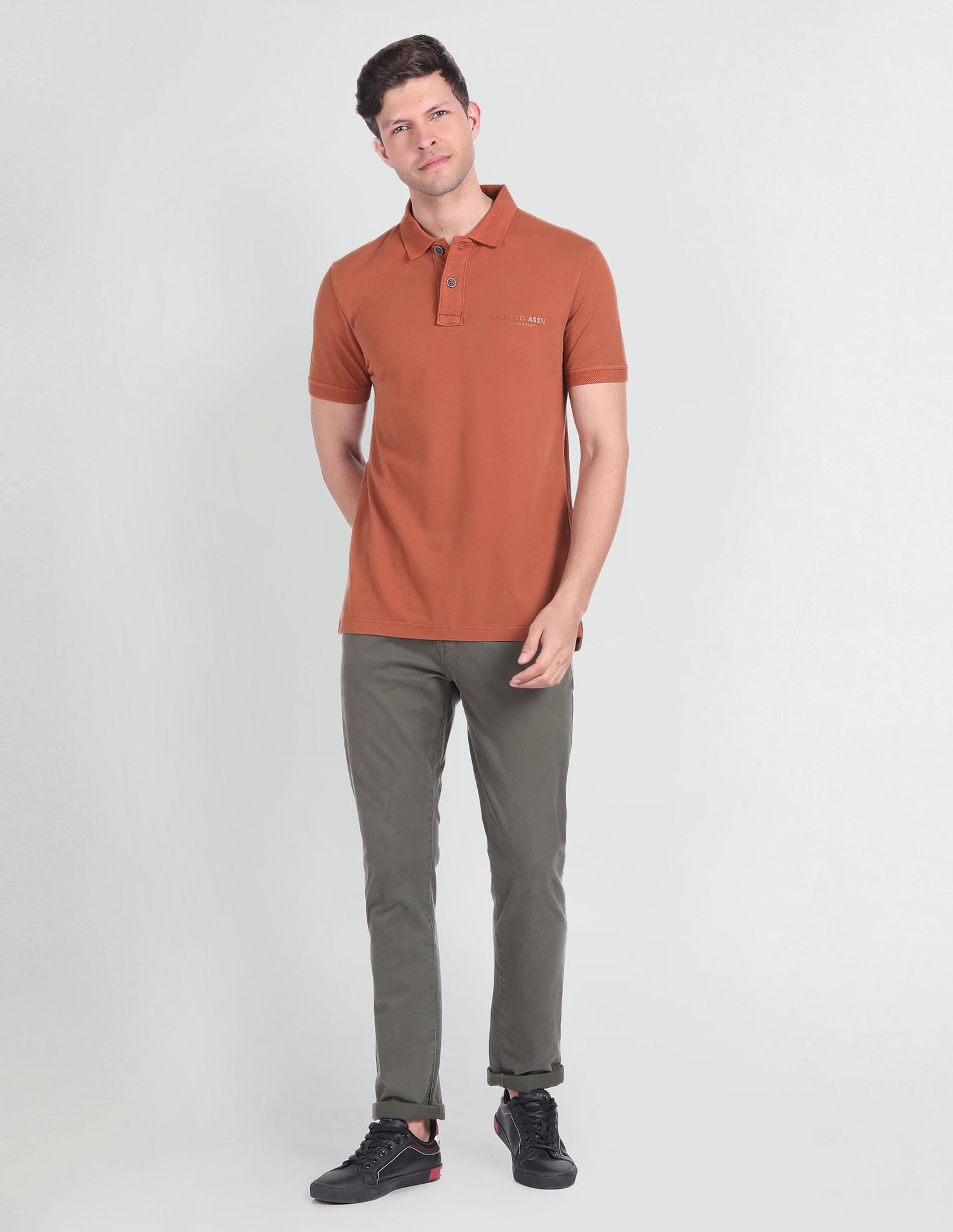 Solid Cotton Polo Shirt Rust - U.S. Polo Assn. India | Large