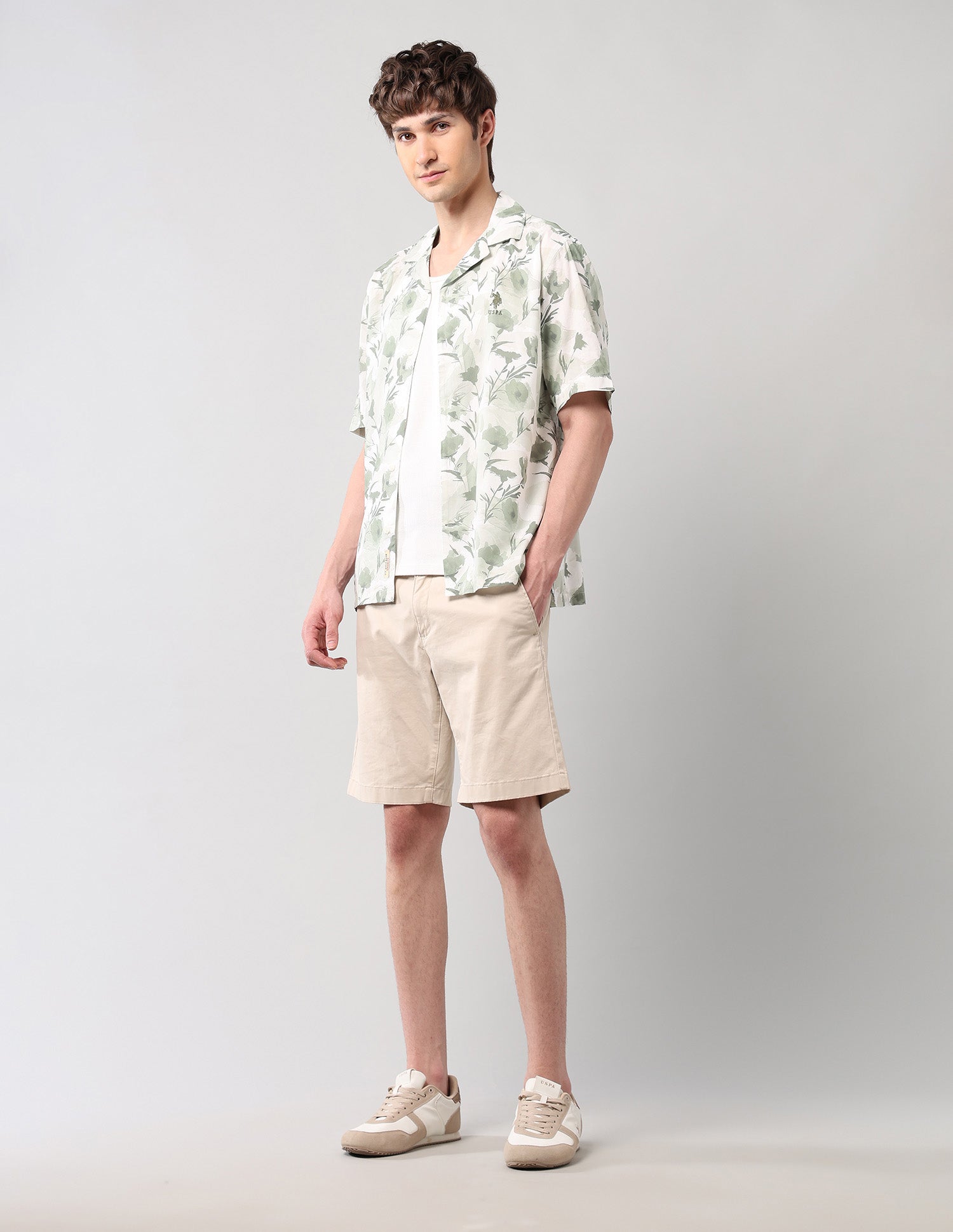 Relaxed Fit Poplin Cuban Shirt Green - U.S. Polo Assn. India | Large