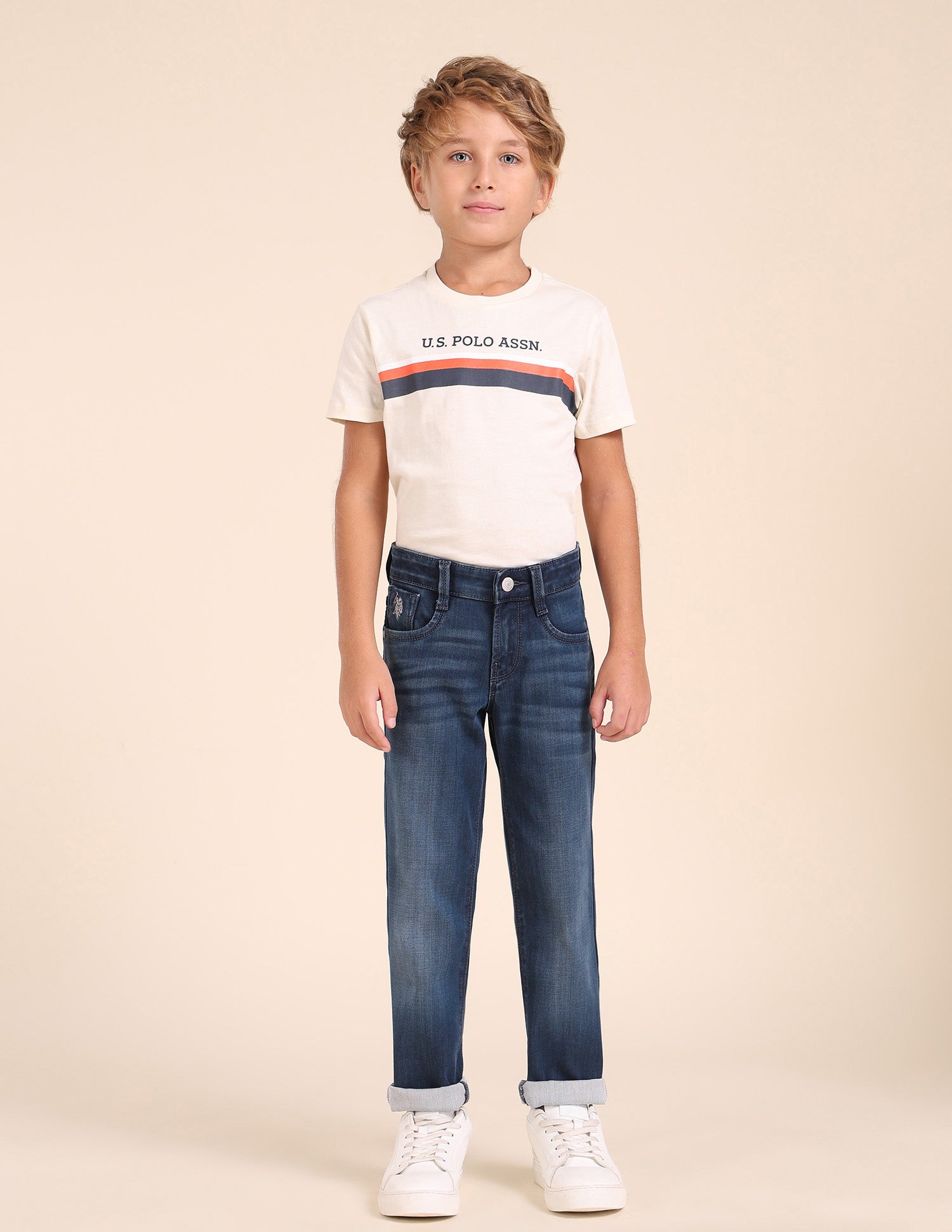 Boys Slim Fit Blue Jeans Mid Wash - U.S. POLO ASSN. | Large