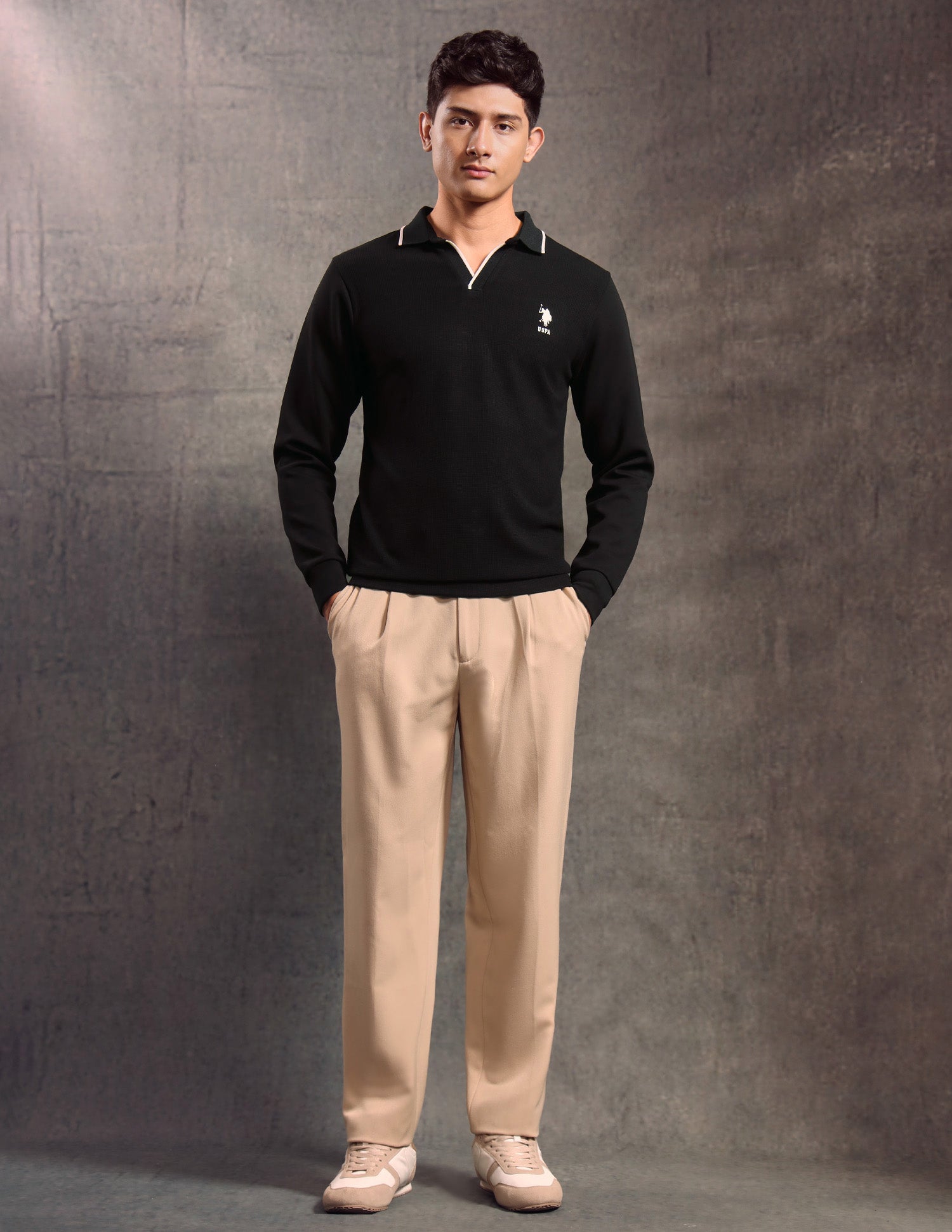 Textured Muscle Fit Polo shirt Black - U.S. POLO ASSN. | Large