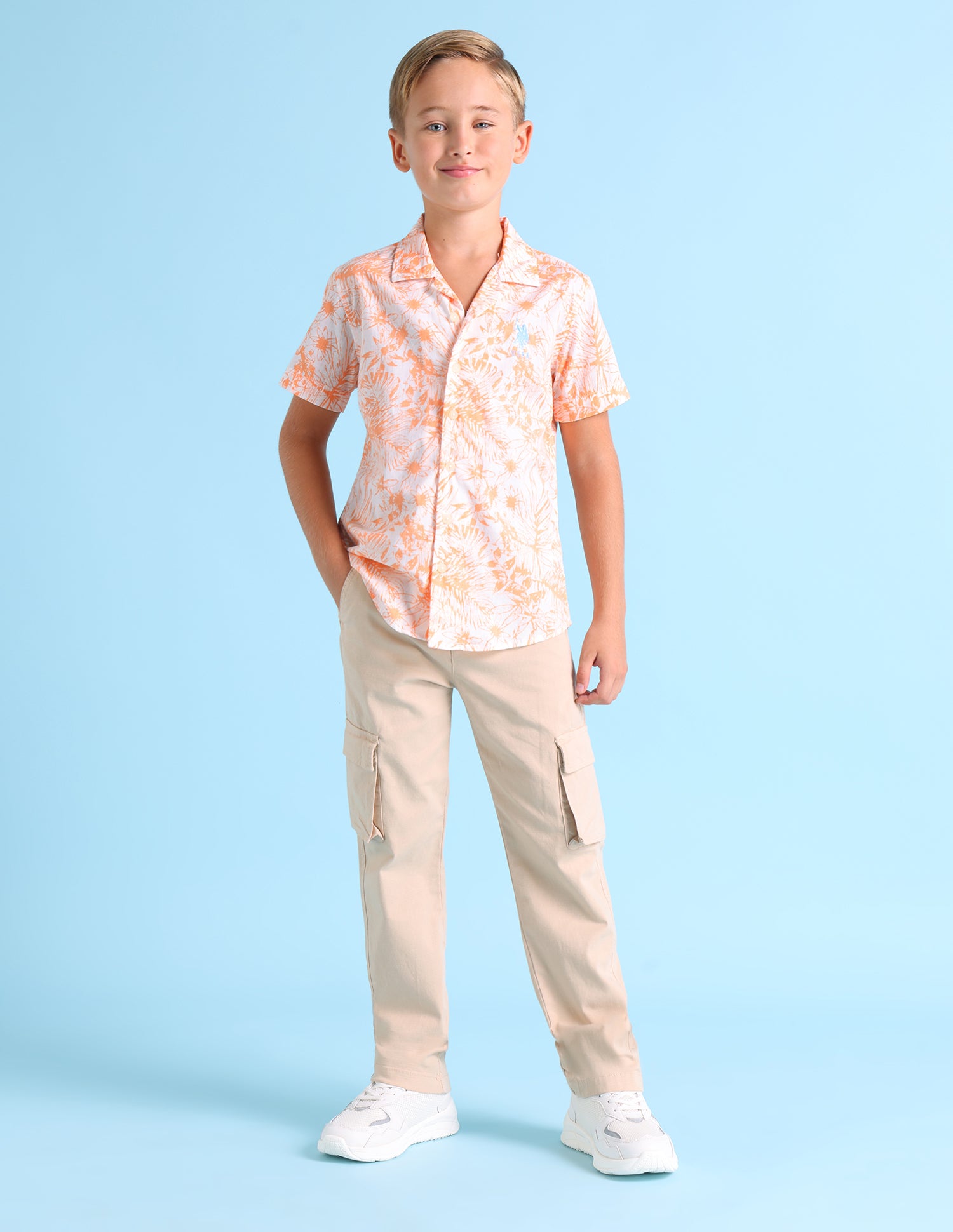 Boys Tropical Print Shirt Orange - U.S. Polo Assn. India | Large