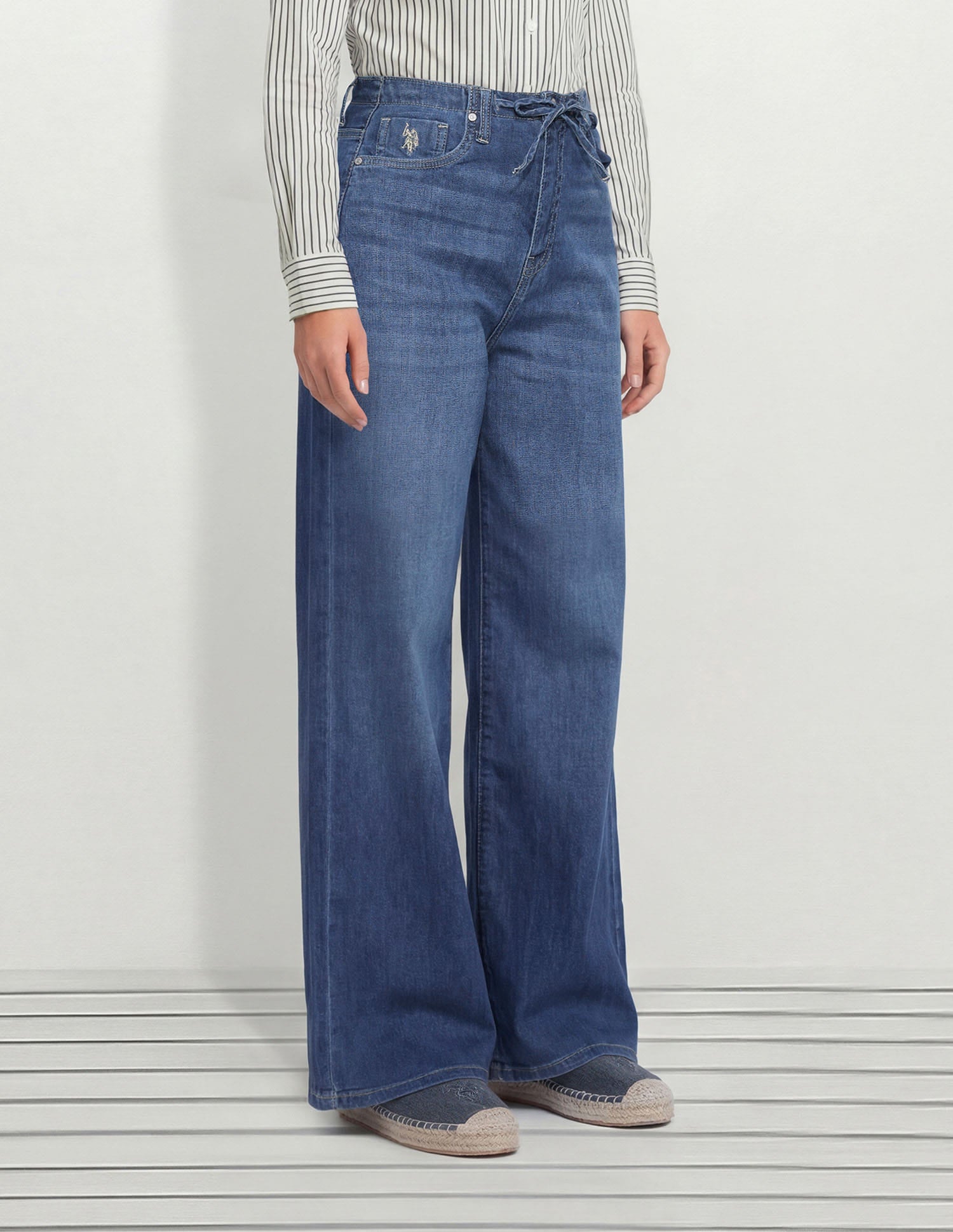 High Rise Wide Leg Fit Jeans Blue - U.S. Polo Assn. India | Large