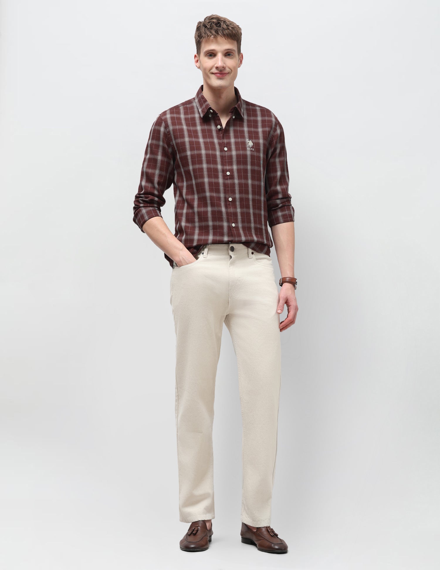 Tartan Checked Regular Fit Shirt Rust - U.S. Polo Assn. India | Large