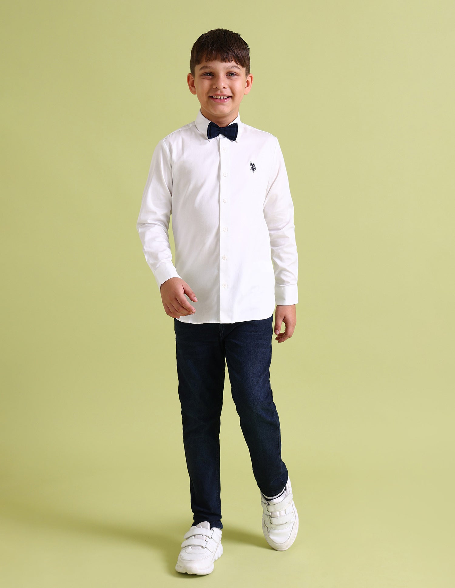 Boys Solid Sateen Shirt White - U.S. POLO ASSN. | Large