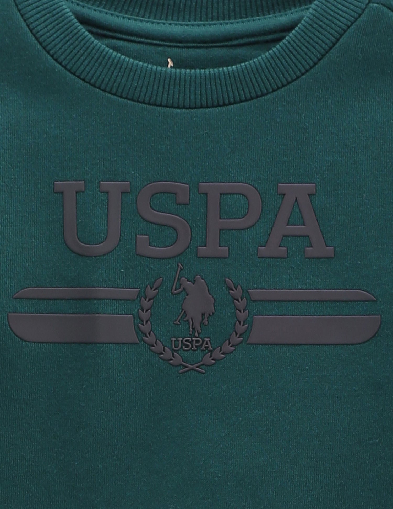 Crew Neck Brand Print Sweatshirt Dark Green - U.S. Polo Assn. India | Large