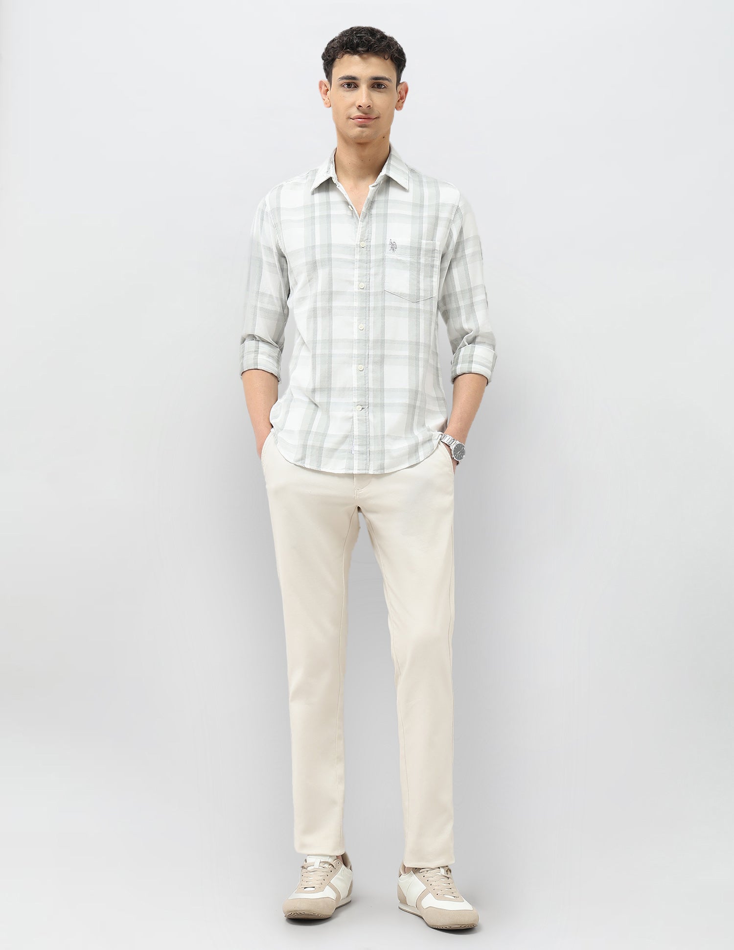 Corduroy Tailored Fit Shirt Grey - U.S. POLO ASSN. | Large