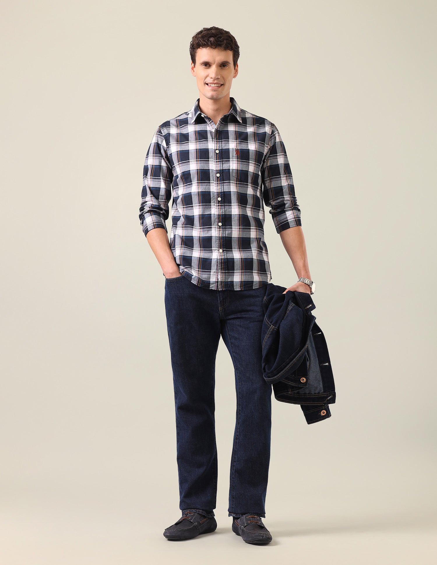 Tartan Checked Tailored Fit Shirt Navy - U.S. Polo Assn. India | Large