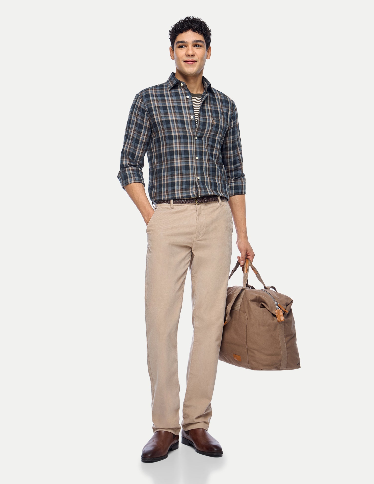 Plaid Checked Twill Shirt Grey - U.S. Polo Assn. India | Large