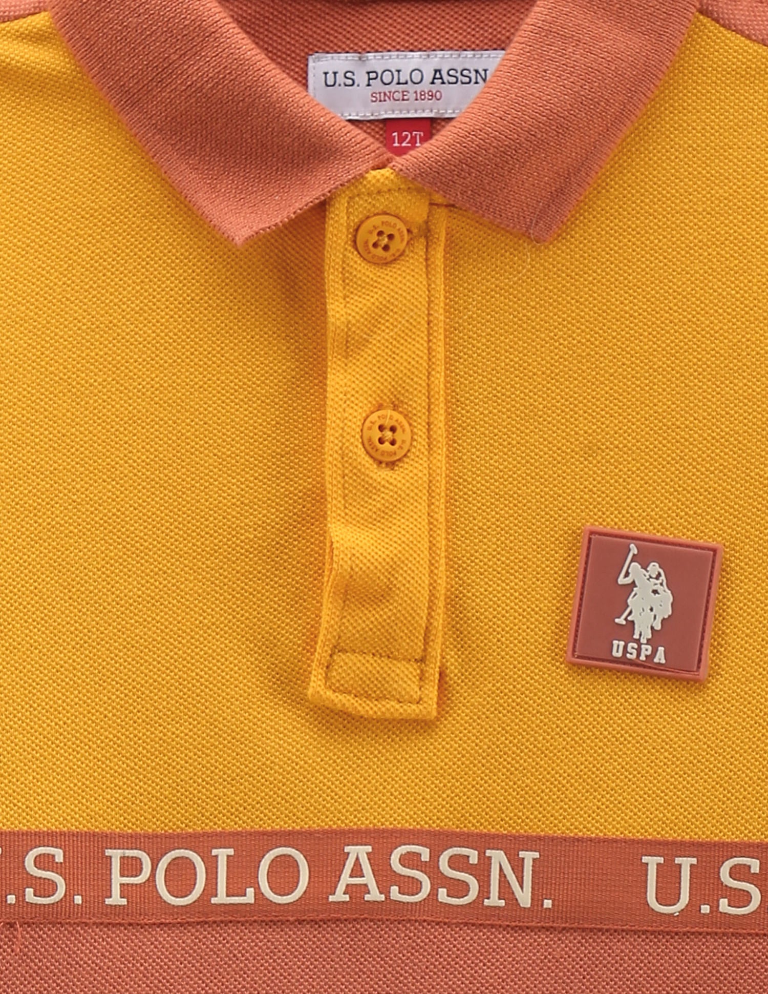 Boys Colour Block Polo Shirt Orange and Yellow - U.S. POLO ASSN. | Large