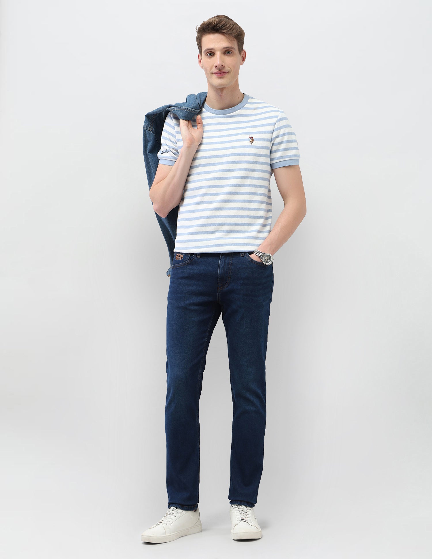 Brandon Slim Tapered Fit Blue Jeans Dark Blue - U.S. Polo Assn. India | Large