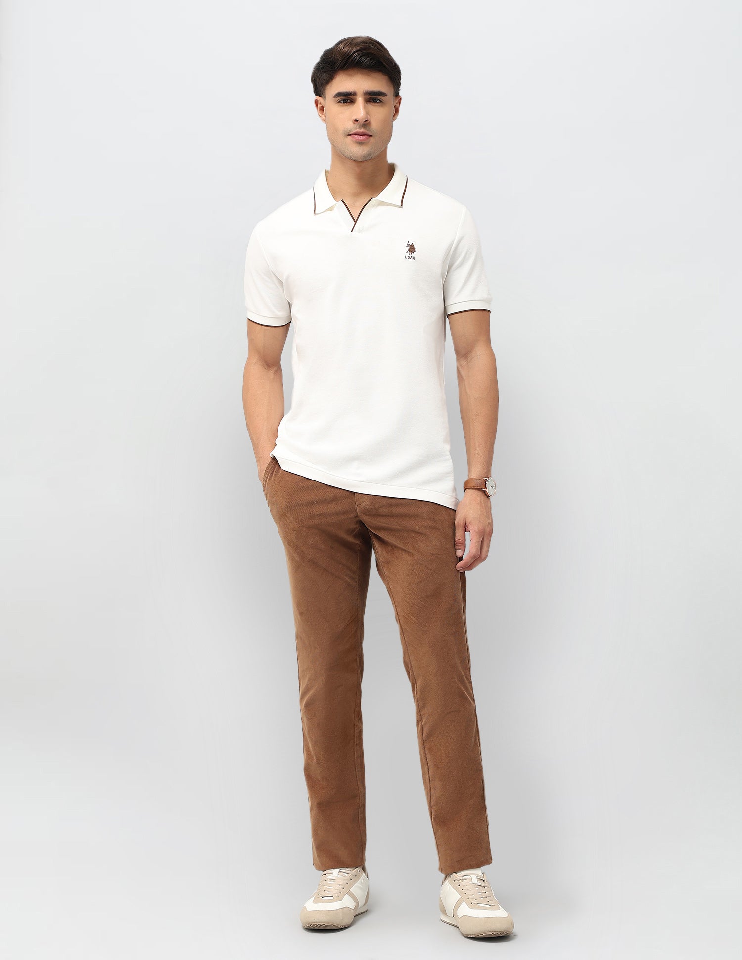 Textured Regular Fit Polo Shirt White - U.S. POLO ASSN. | Large