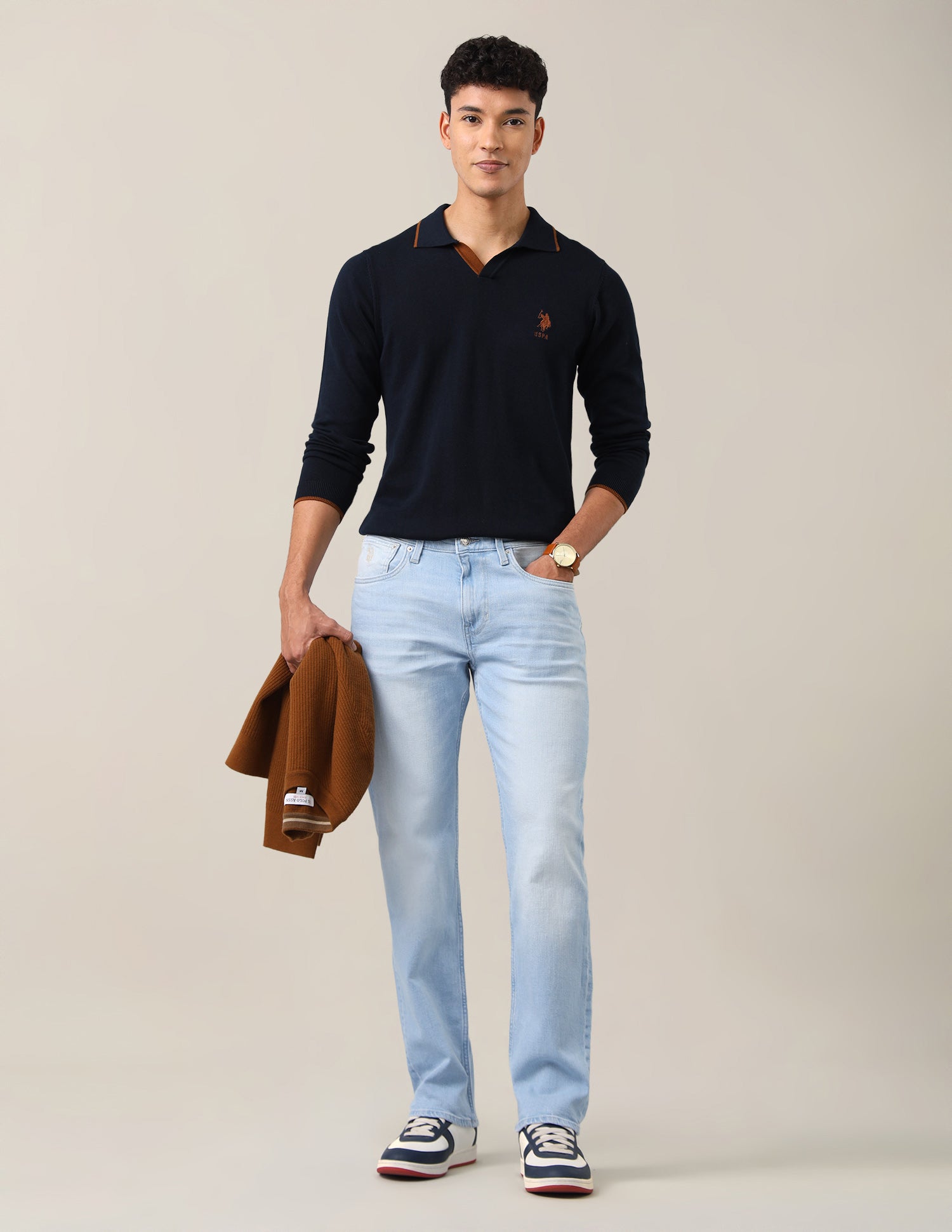 Harold Slim Straight Fit Blue Jeans Light Blue - U.S. Polo Assn. India | Large