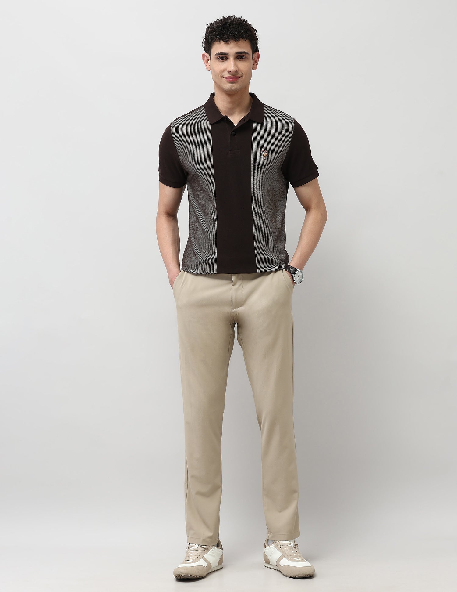 Pure Cotton Muscle Fit Polo Shirt Dark Brown - U.S. POLO ASSN. | Large