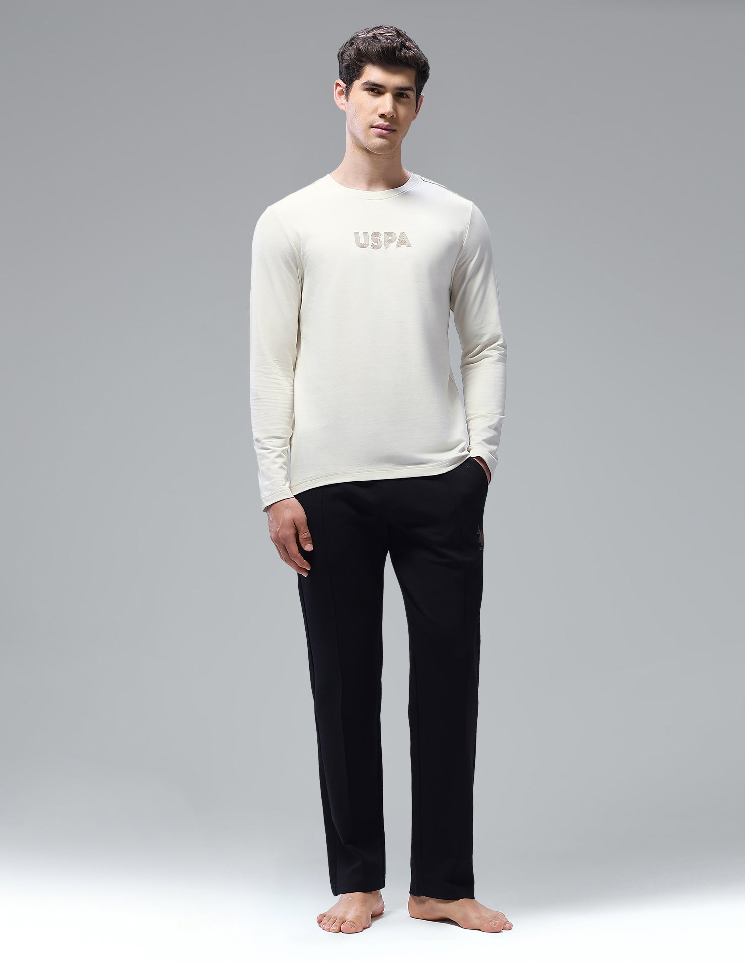 Solid Comfort Fit Loungewear T-Shirt Bone White - U.S. Polo Assn. India | Large