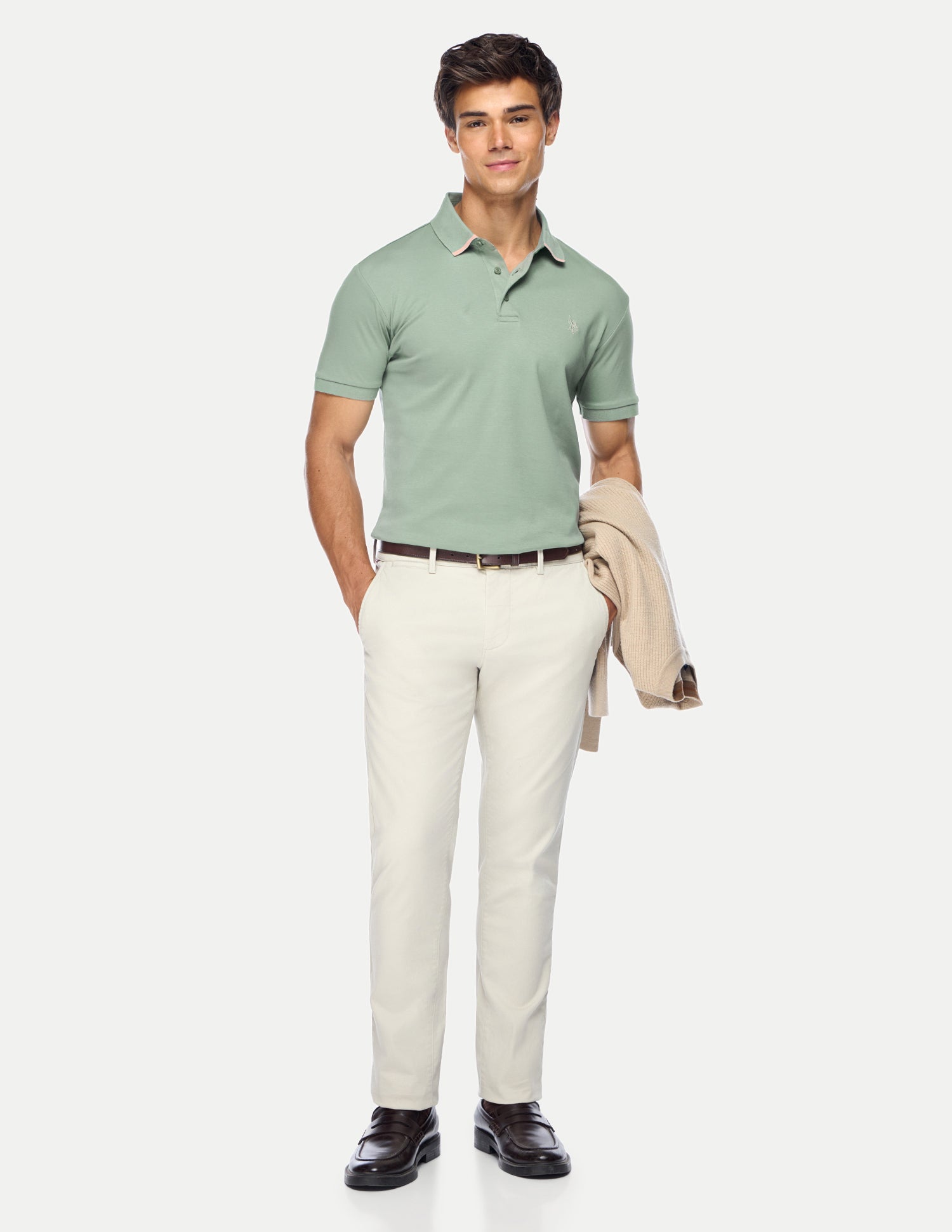 Solid Slim Fit Polo Shirt Light Green - U.S. Polo Assn. India | Large