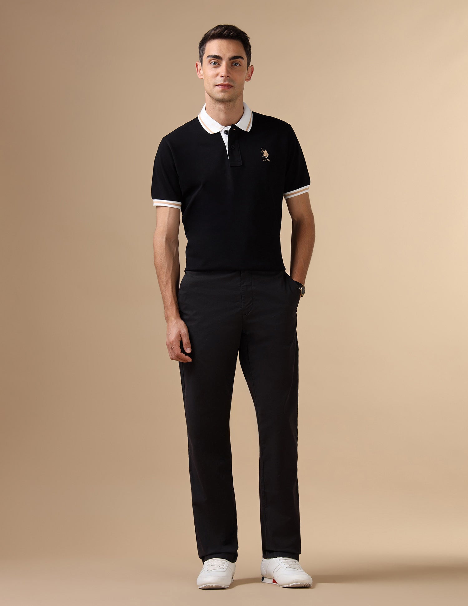 Mid Rise Twill Trousers Black - U.S. Polo Assn. India | Large