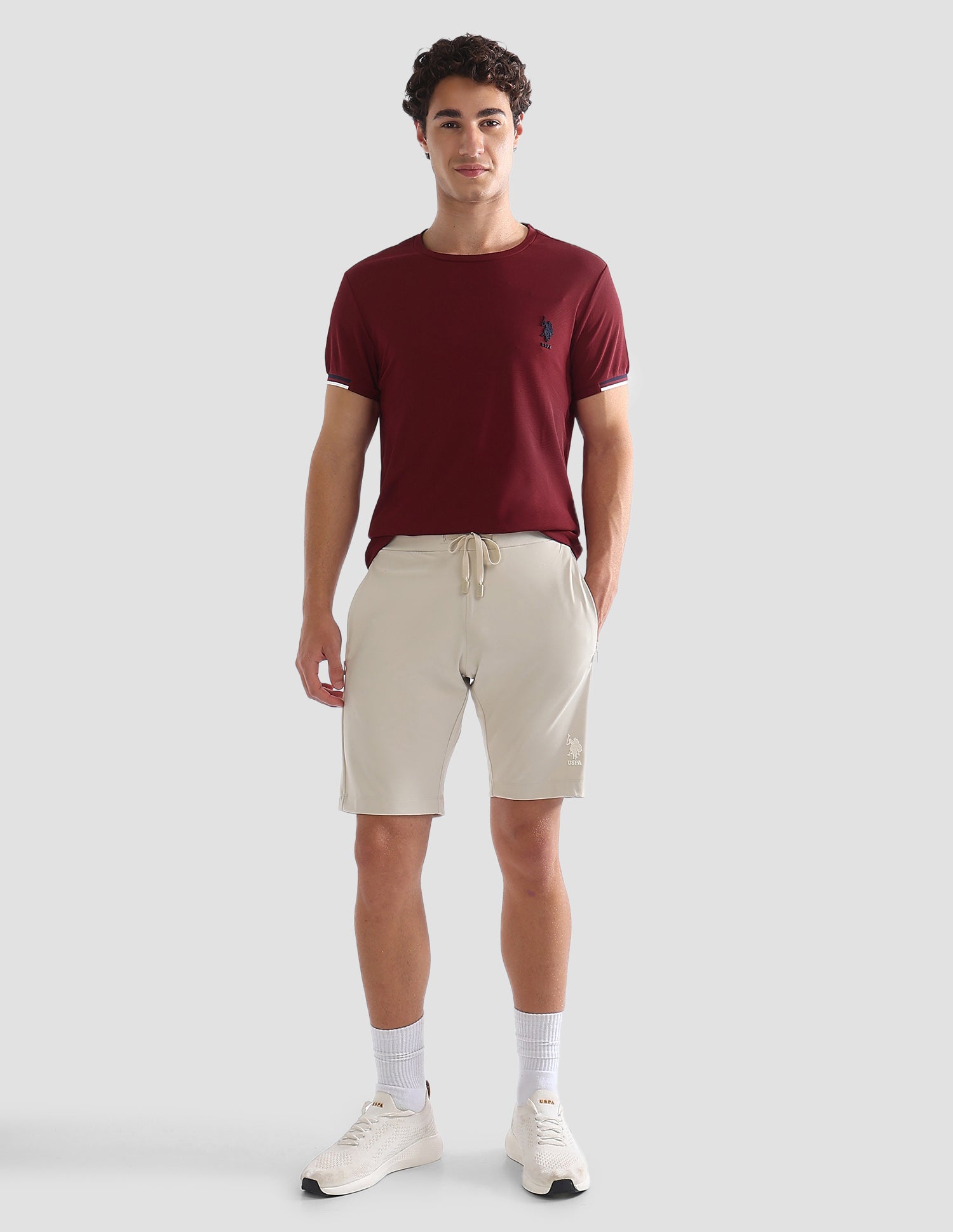 Solid Slim Fit Active T-Shirt Maroon - U.S. Polo Assn. India | Large