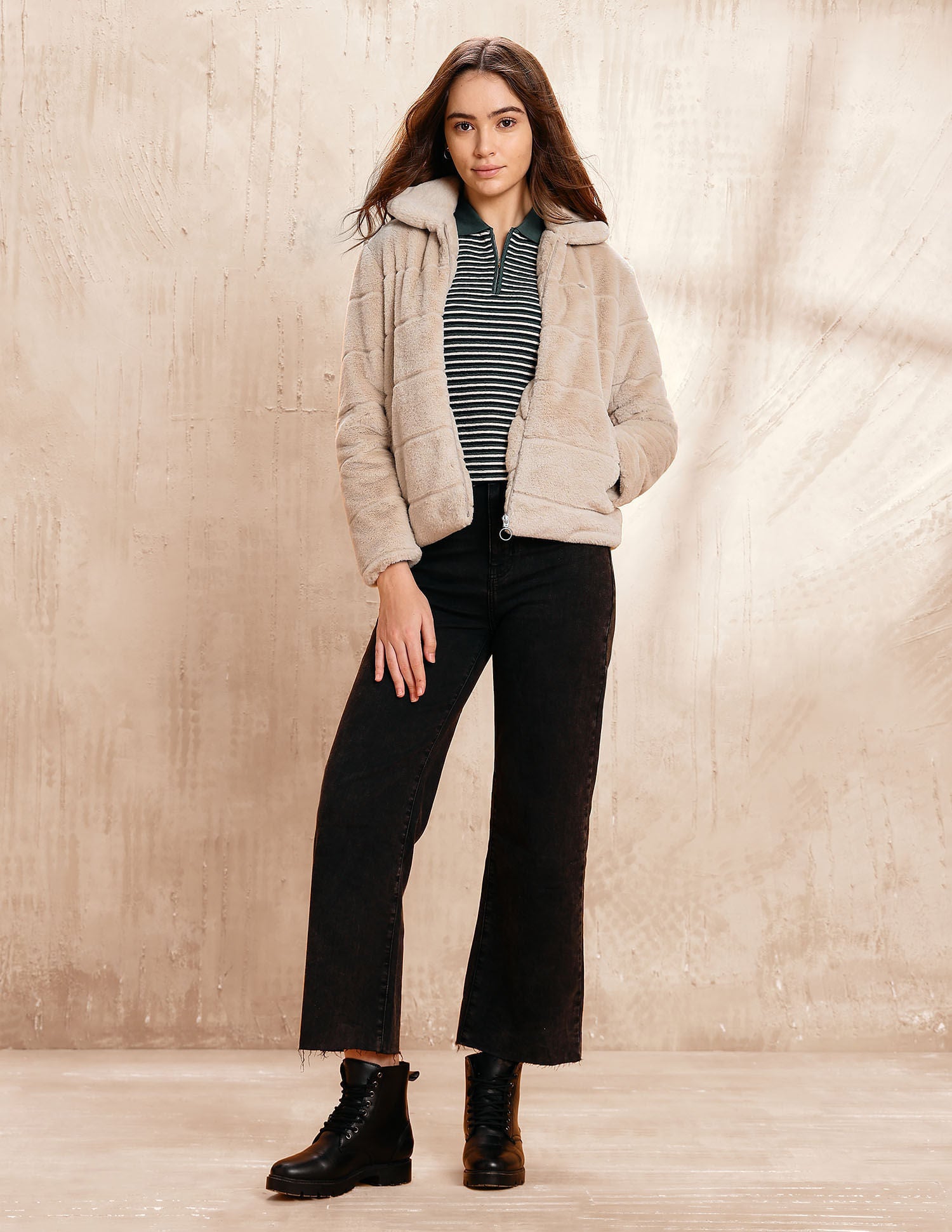 Solid Regular Fit Jacket Beige - U.S. POLO ASSN. | Large