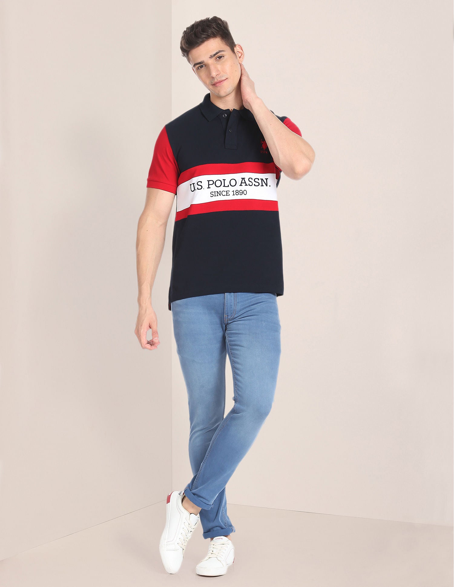 Brand Embroidered Cotton Polo Shirt Navy - U.S. POLO ASSN. | Large