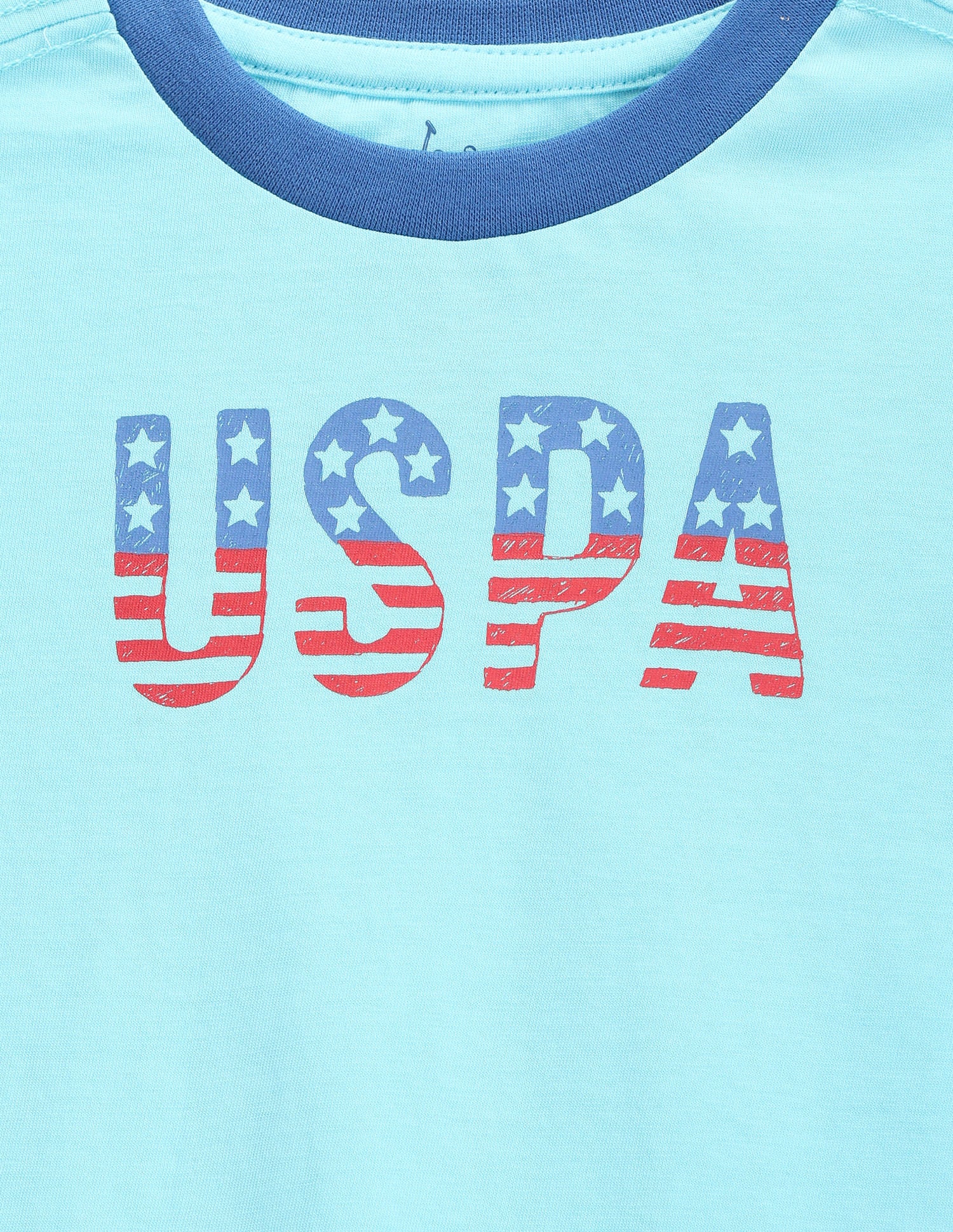 Boys Contrast Detail Brand Print T-Shirt Light Blue - U.S. POLO ASSN. | Large